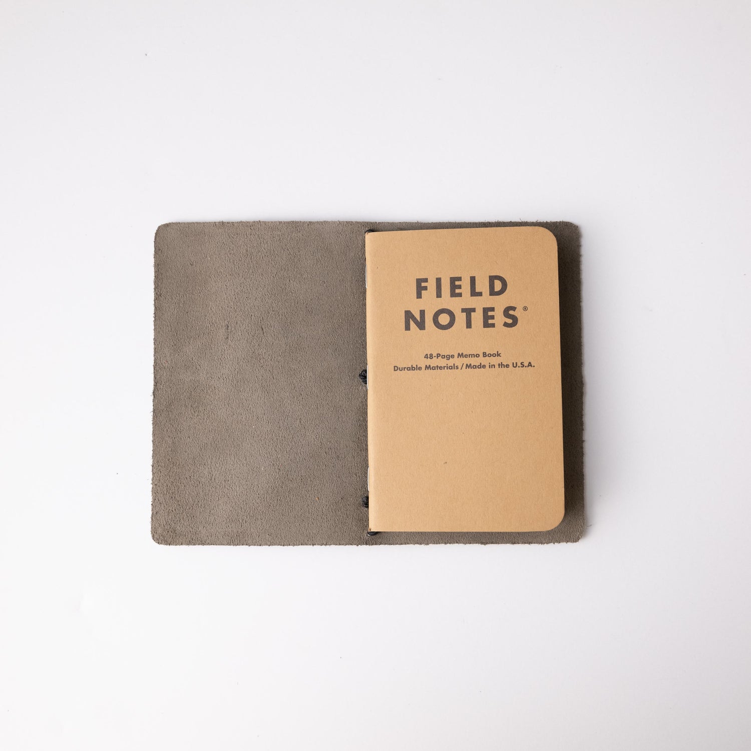 Grey Suede Travel Notebook- leather journal - leather notebook - KMM &amp; Co.