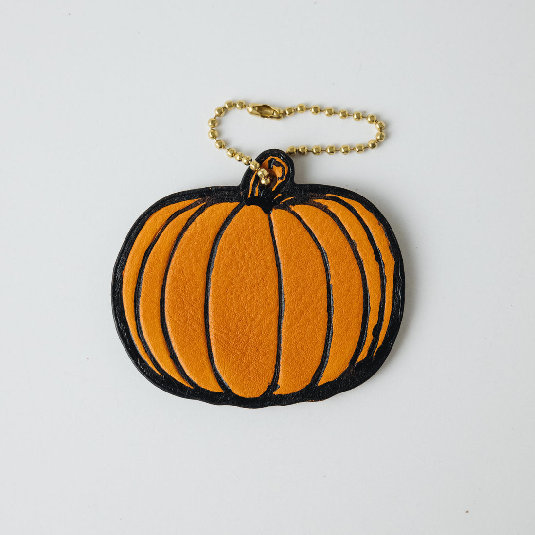 Hand Painted Leather Pumpkin Tag- personalized luggage tags - custom luggage tags - KMM &amp; Co.