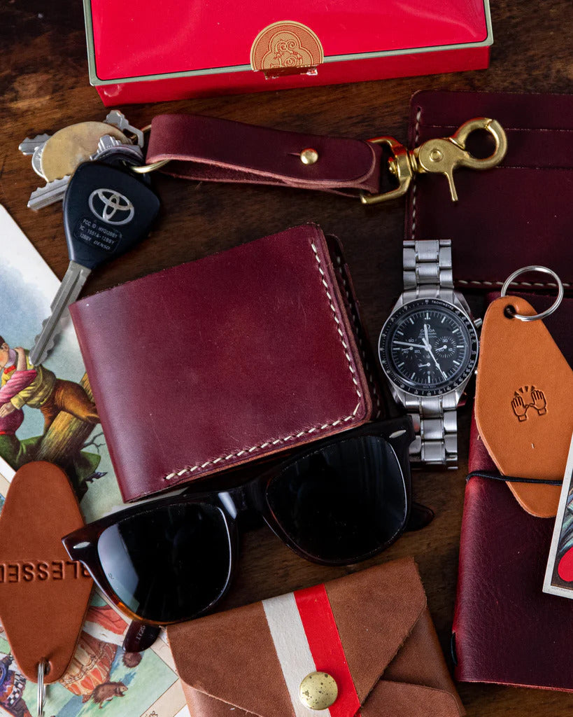 ★lemasque★ ABO WESTERN SLIM CARD WALLET BURGUNDY L09D61709 Burgundy Leather Card Holder | Handmade Burgundy Wallet
