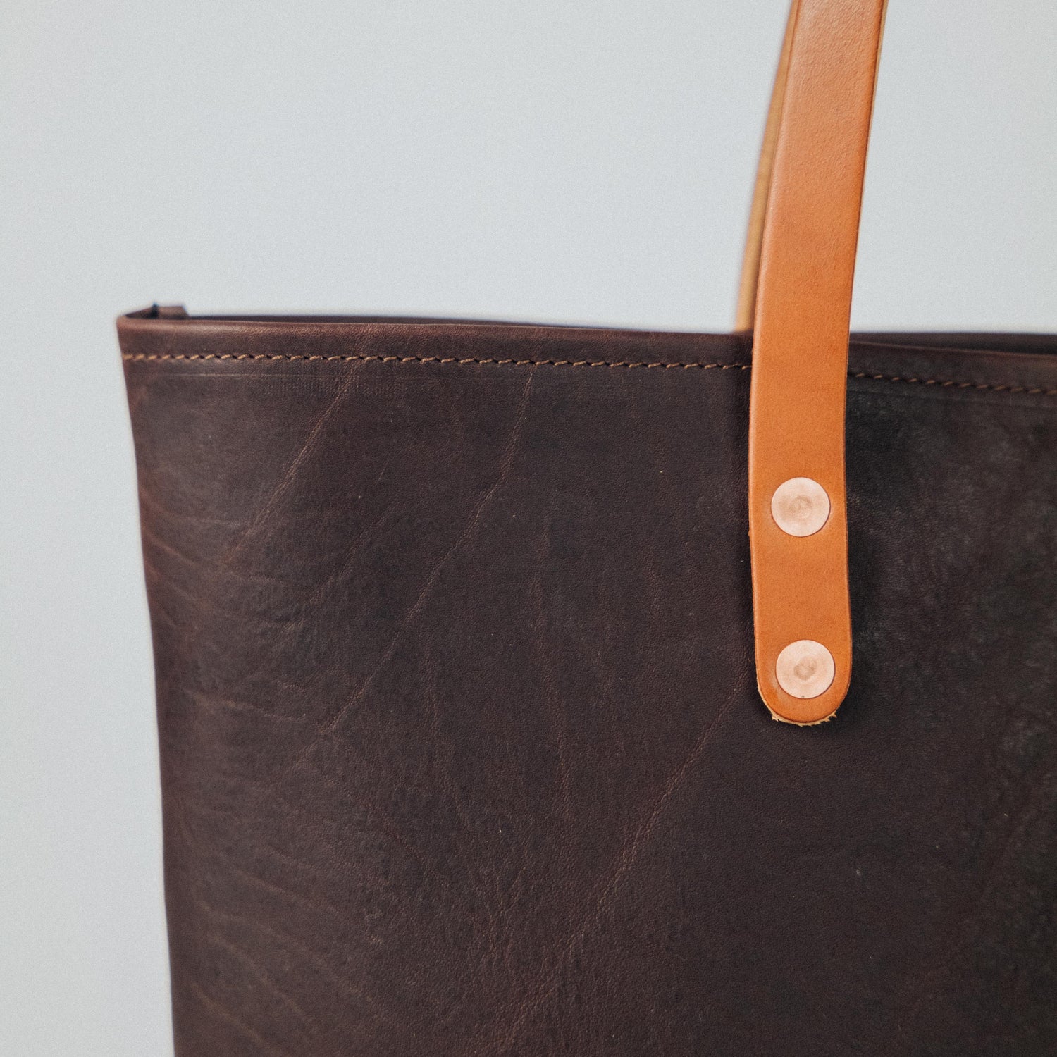 Hickory/Macchiato East West Panel Tote