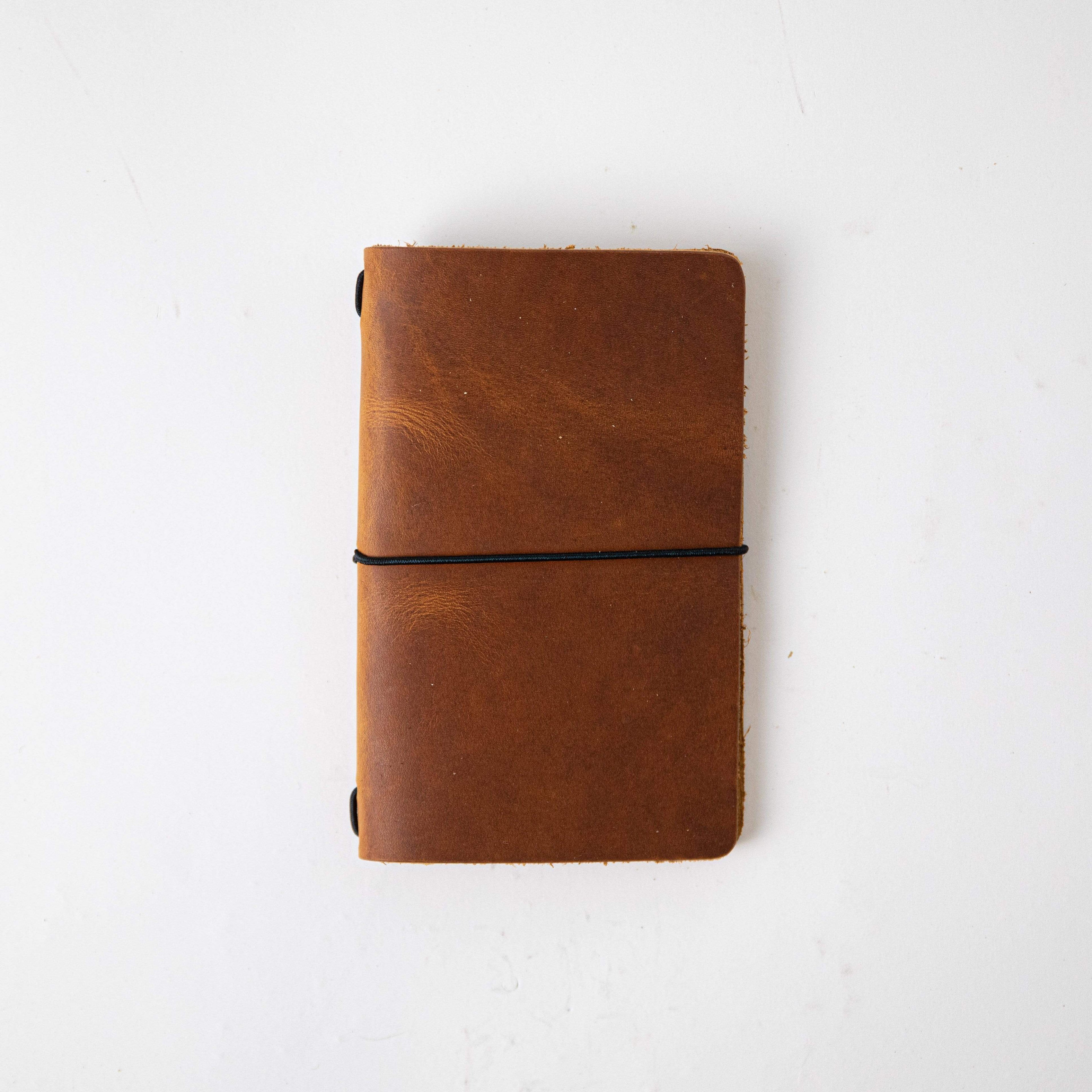 Honey Travel Notebook- leather journal - leather notebook - KMM &amp; Co.