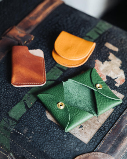 Horween Double Card Envelope- card holder wallet - leather wallet made in America at KMM &amp; Co.