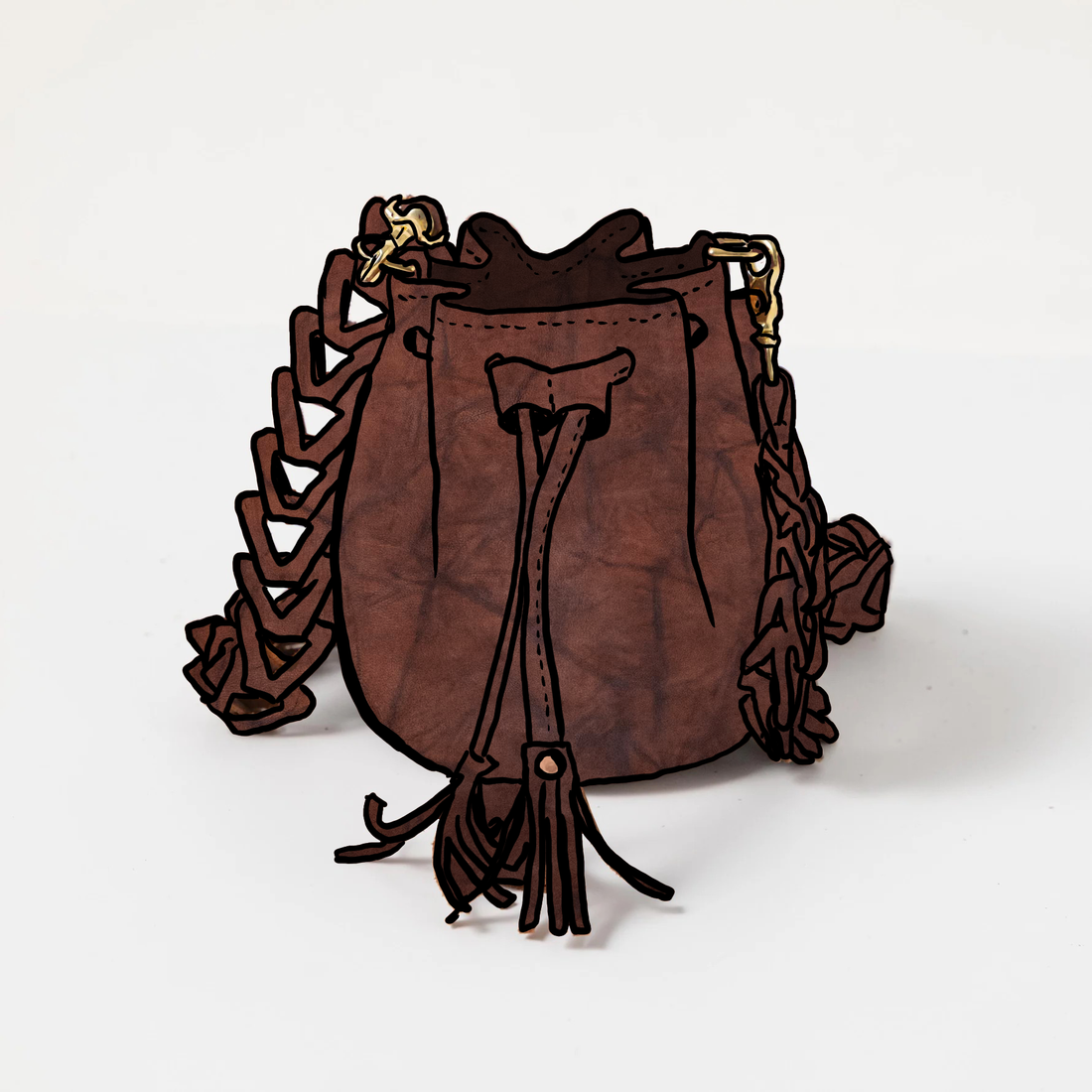 Tan Crunch Mini Bucket Bag