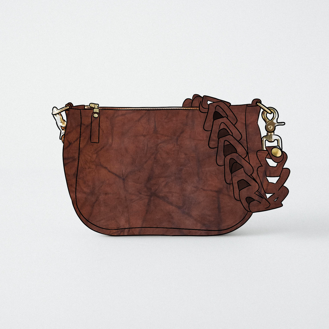 Tan Crunch Medium Crossbody Bag