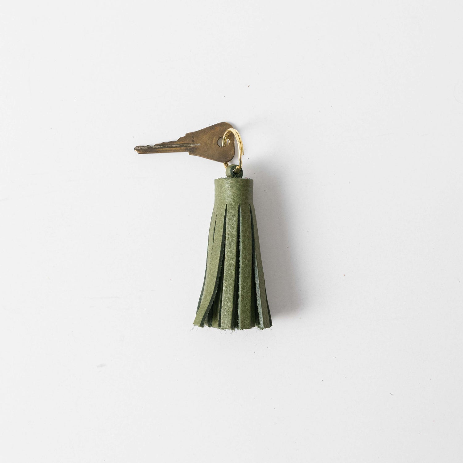 Italian Green Tassel Keychain- leather tassel keychain - KMM &amp; Co.