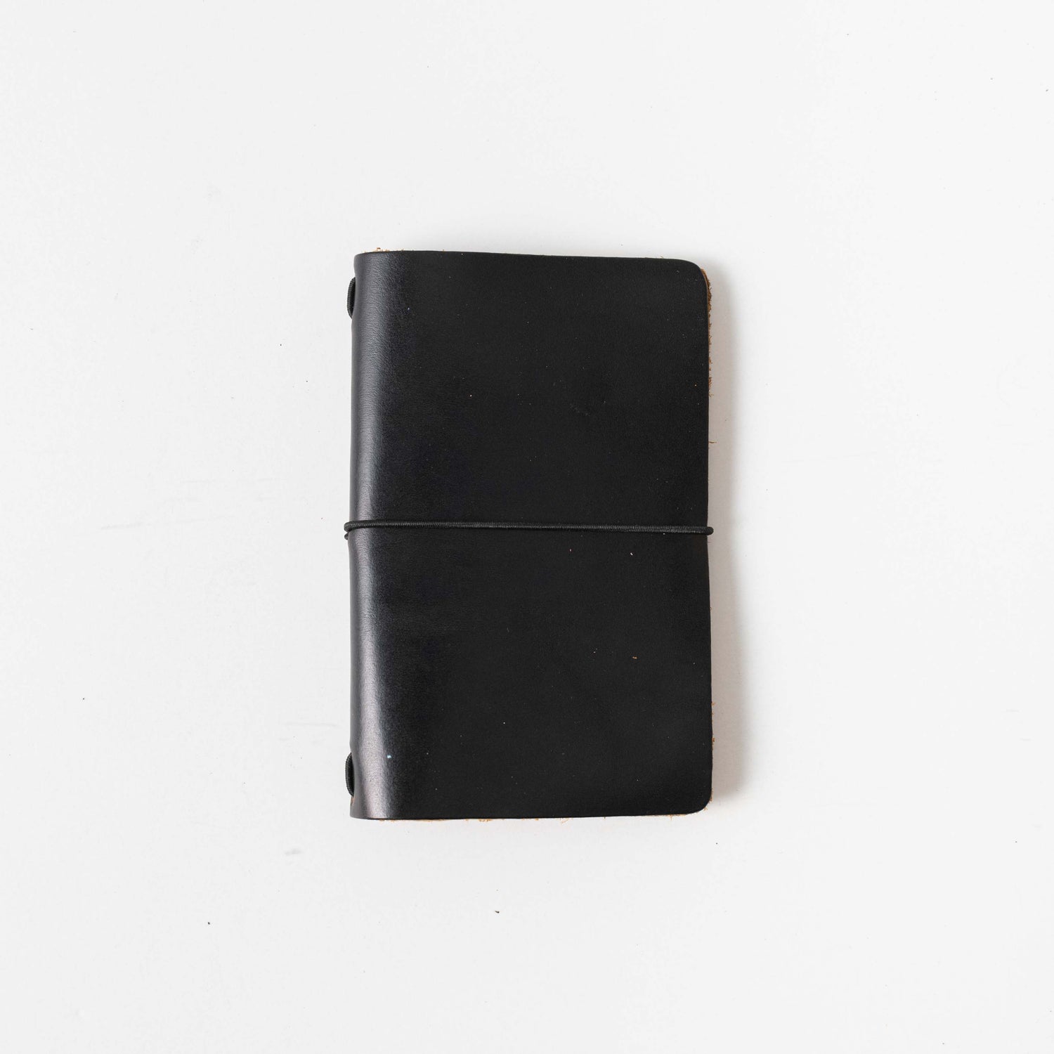 Jet Black Travel Notebook- leather journal - leather notebook - KMM &amp; Co.