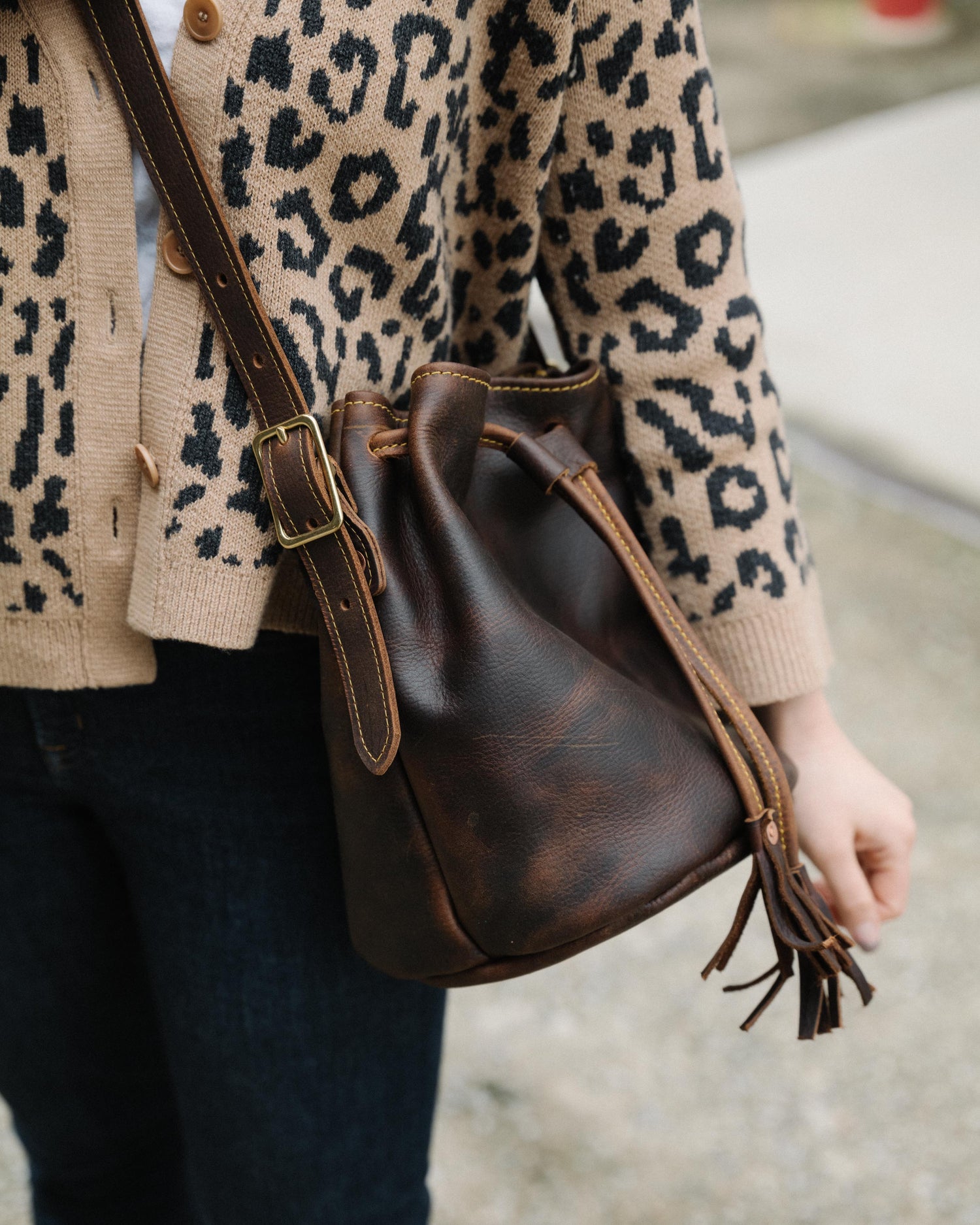 Scratch-and-Dent Brown Kodiak Bucket Bag