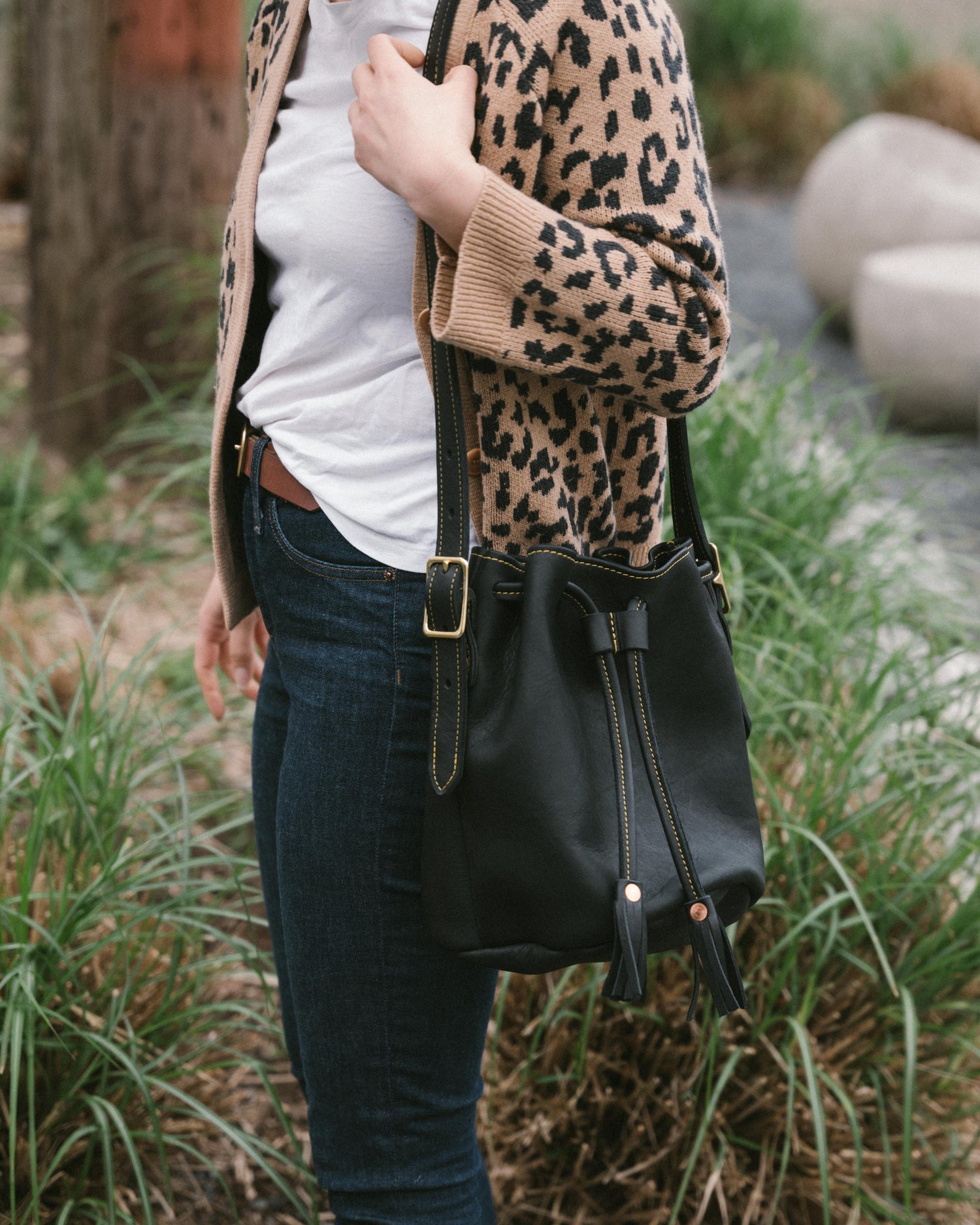 Scratch-and-Dent Black Cypress Bucket Bag