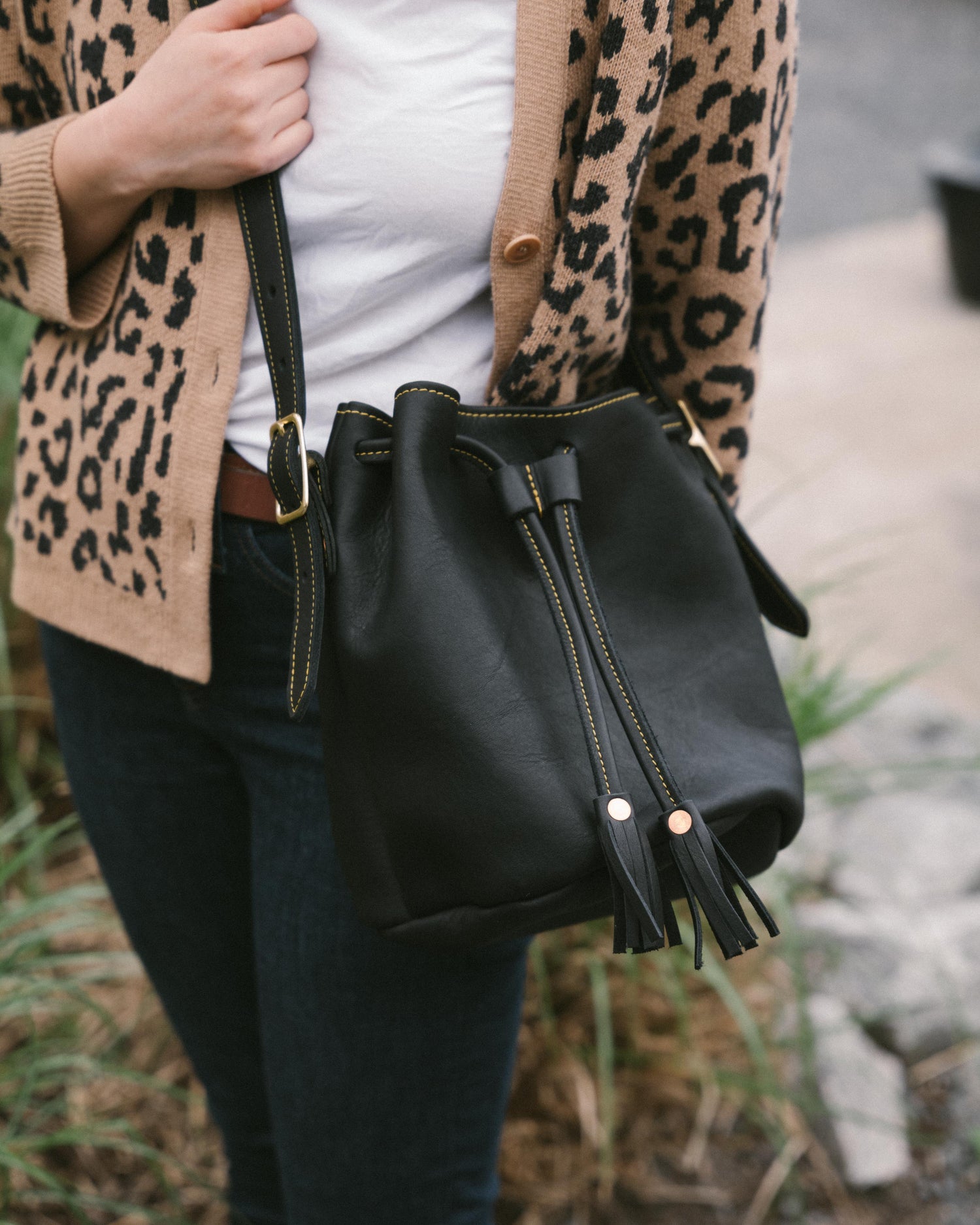 Scratch-and-Dent Black Cypress Bucket Bag