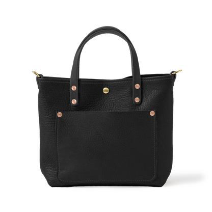 Mini Travel Tote | Mini Leather Tote Bag with Exterior Pocket KMM Mini Travel Tote | Mini Leather Tote Bag with Exterior Pocket KMM