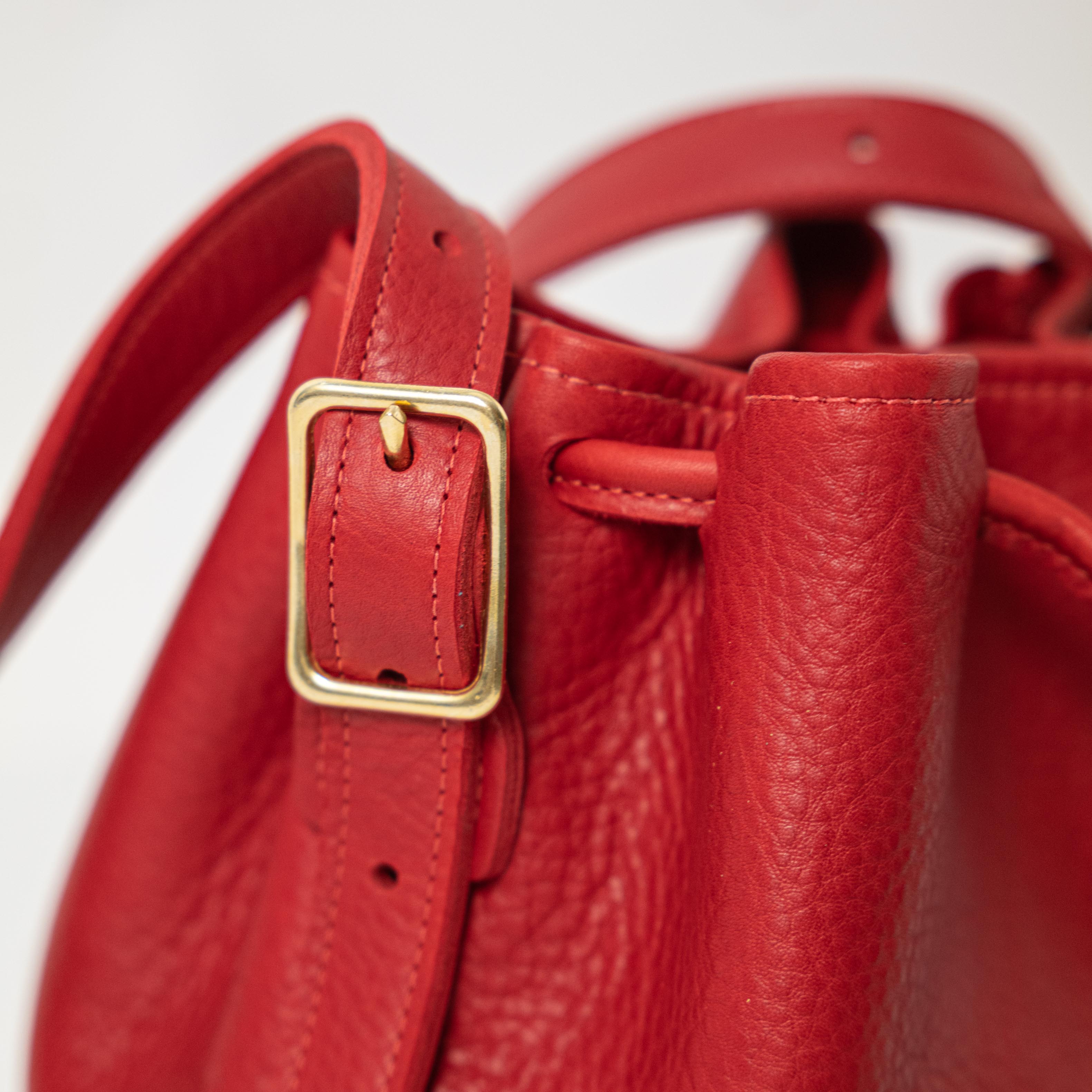 Scratch-and-Dent Red Cypress Bucket Bag