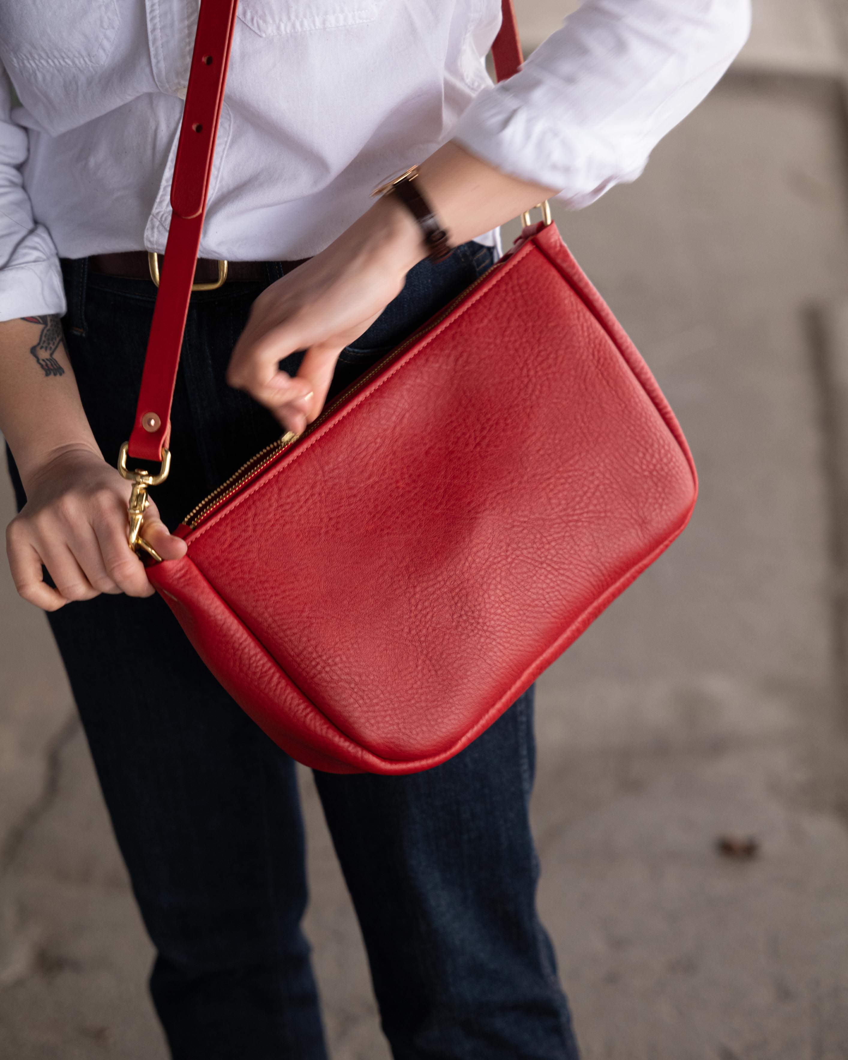 Scratch-and-Dent Red Cypress Crossbody Bag