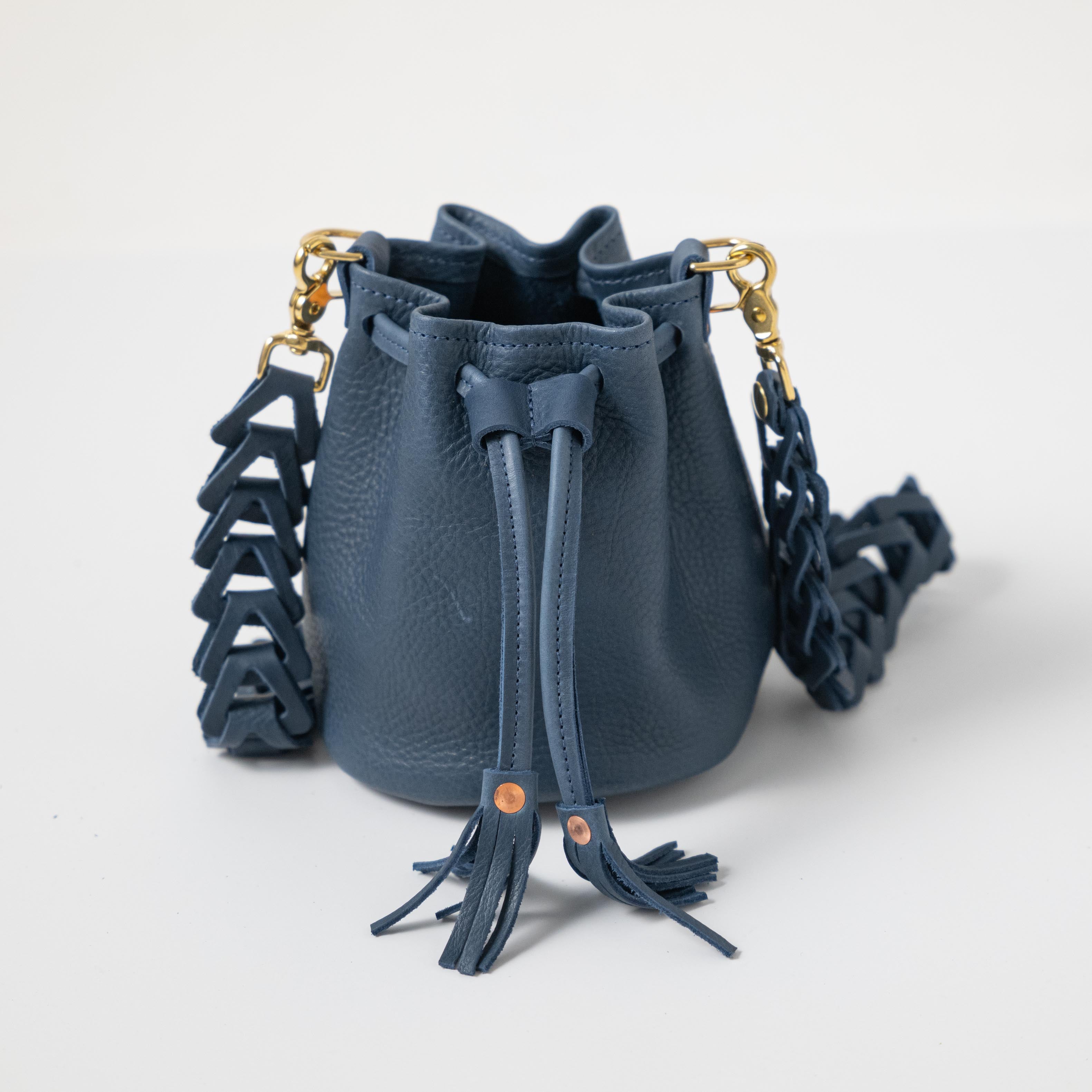 Leather Mini Bucket Bag | Handmade leather crossbody bag by KMM & Co.