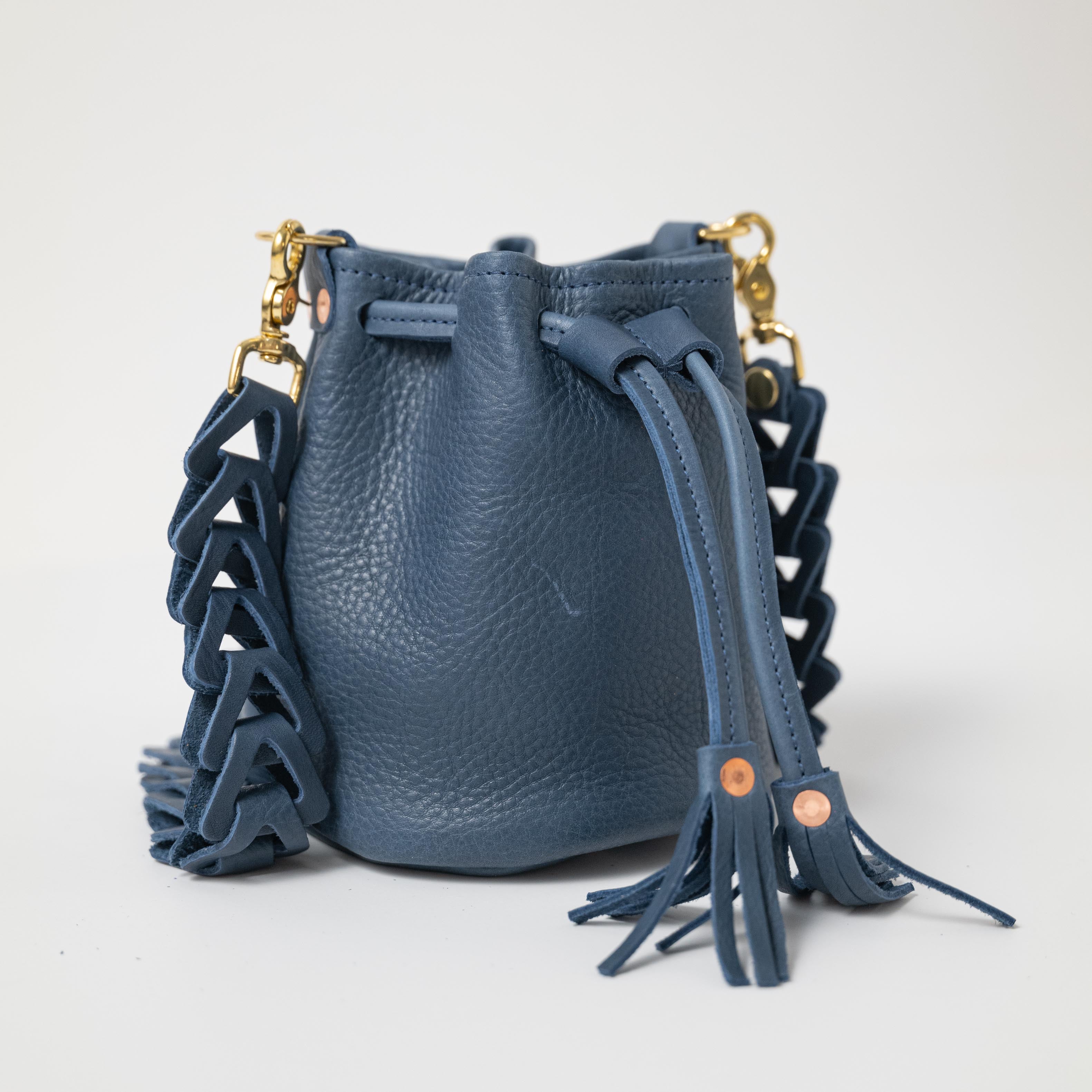 Scratch-and-Dent Blue Cypress Mini Bucket Bag