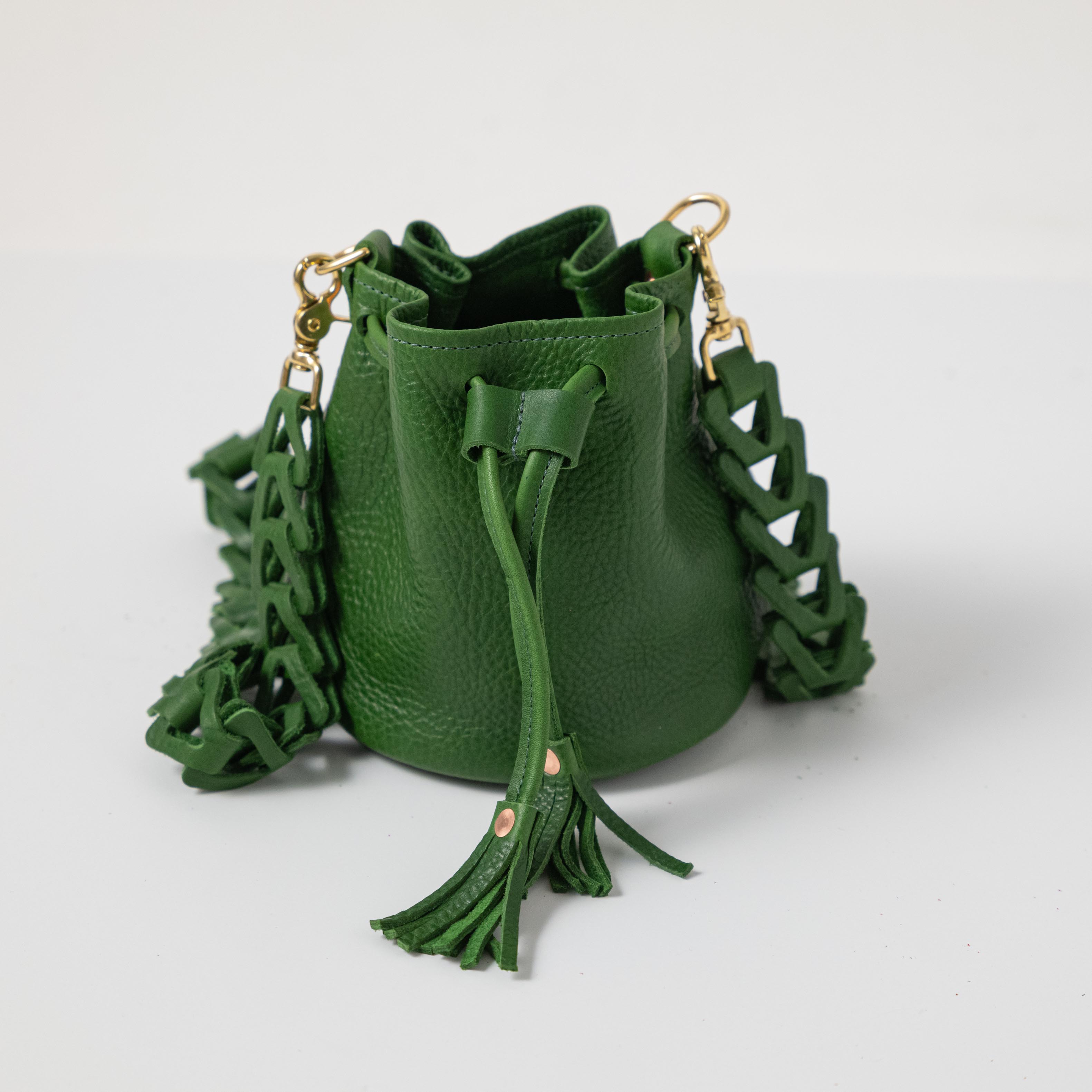 Green leather bucket bag new arrivals