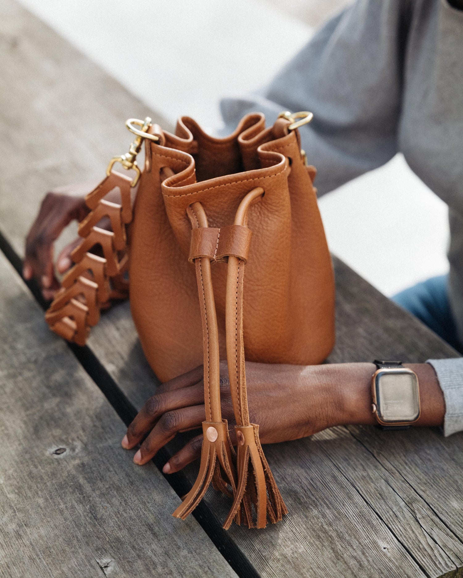 Leather Mini Bucket Bag