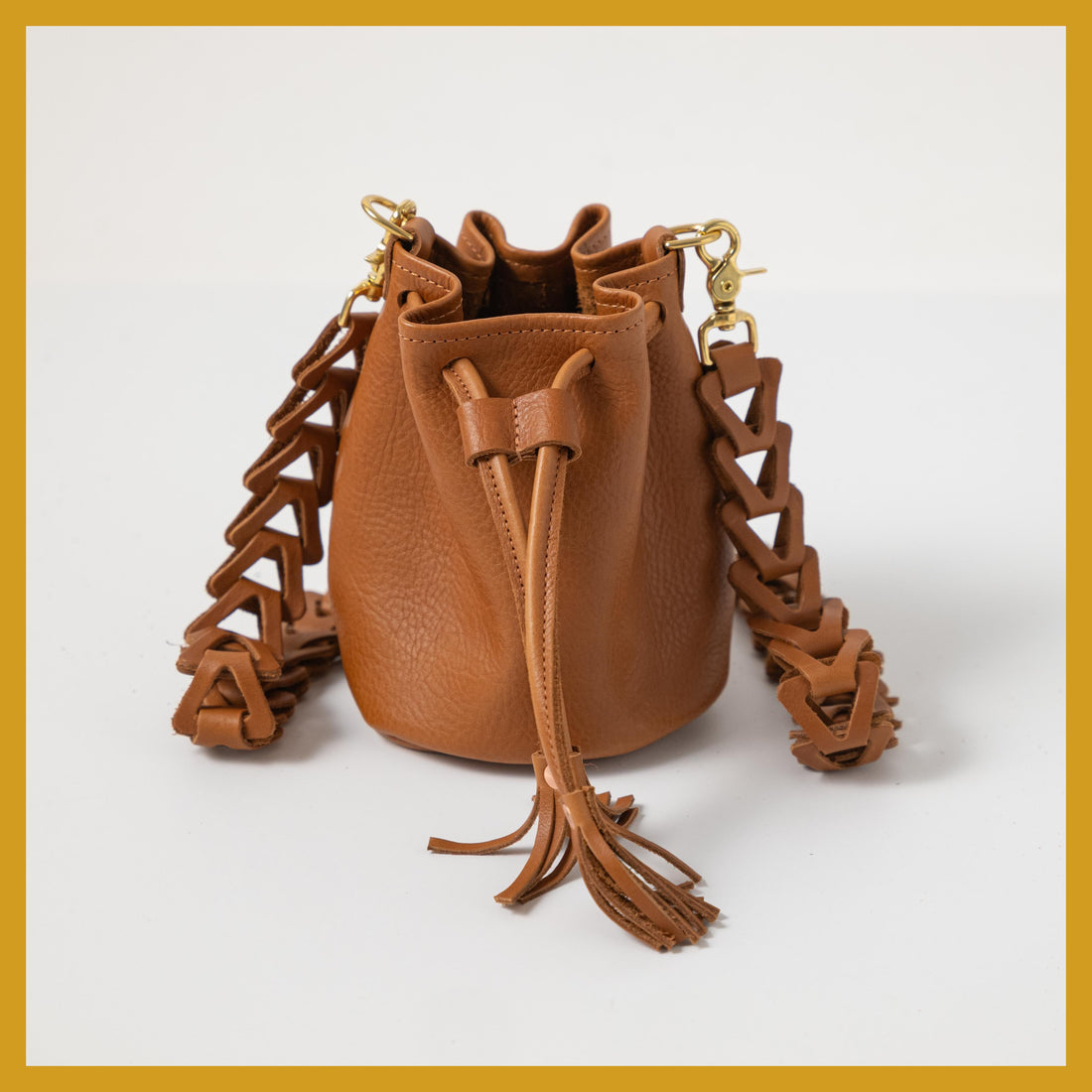 Scratch-and-Dent Cognac Cypress Mini Bucket Bag