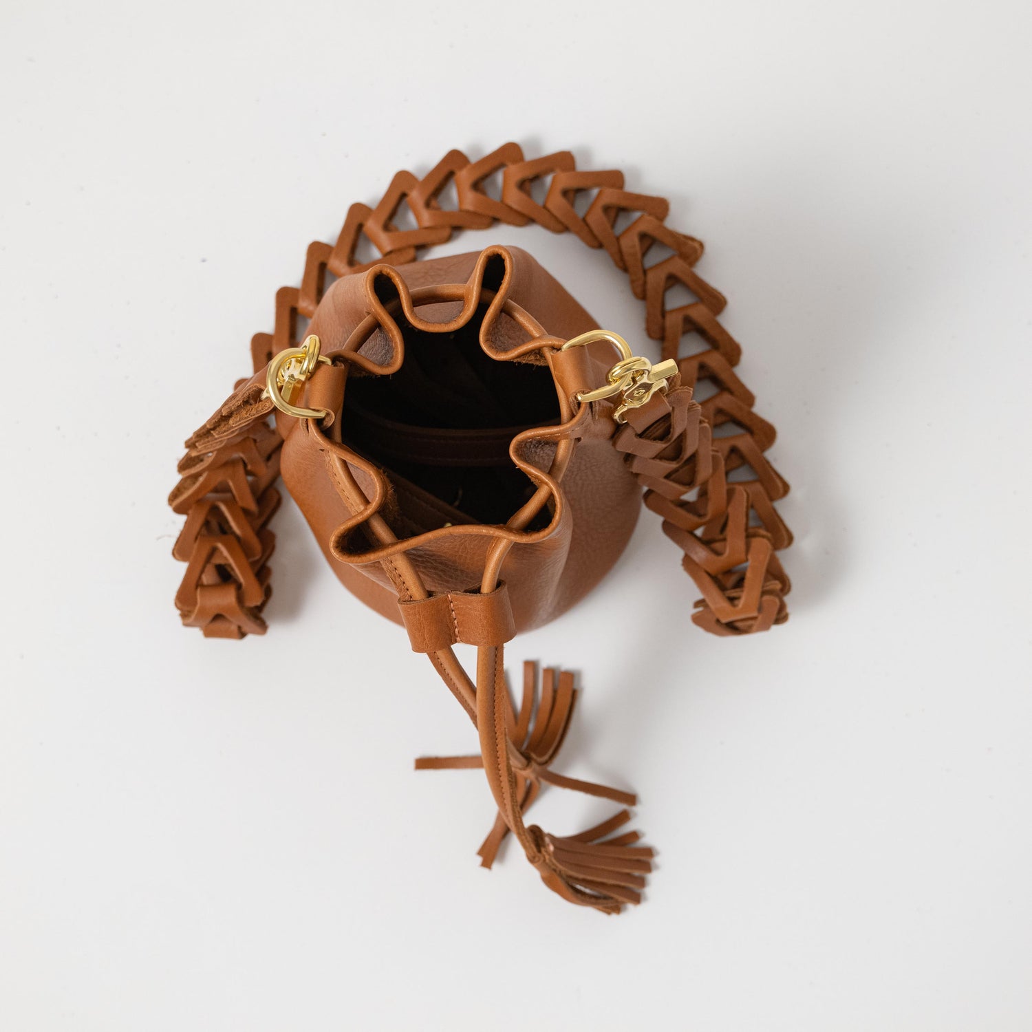 Scratch-and-Dent Cognac Cypress Mini Bucket Bag