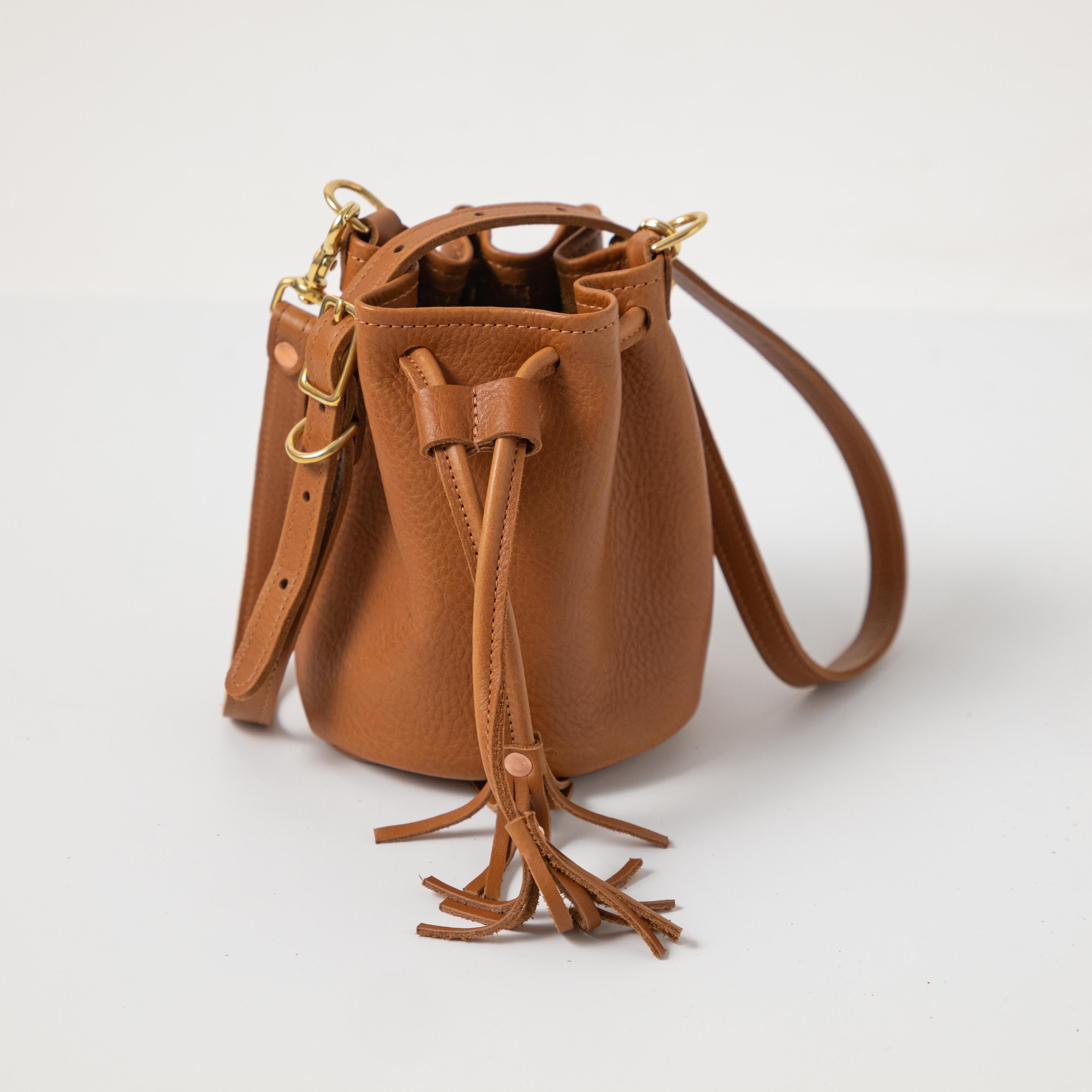 Scratch-and-Dent Cognac Cypress Mini Bucket Bag