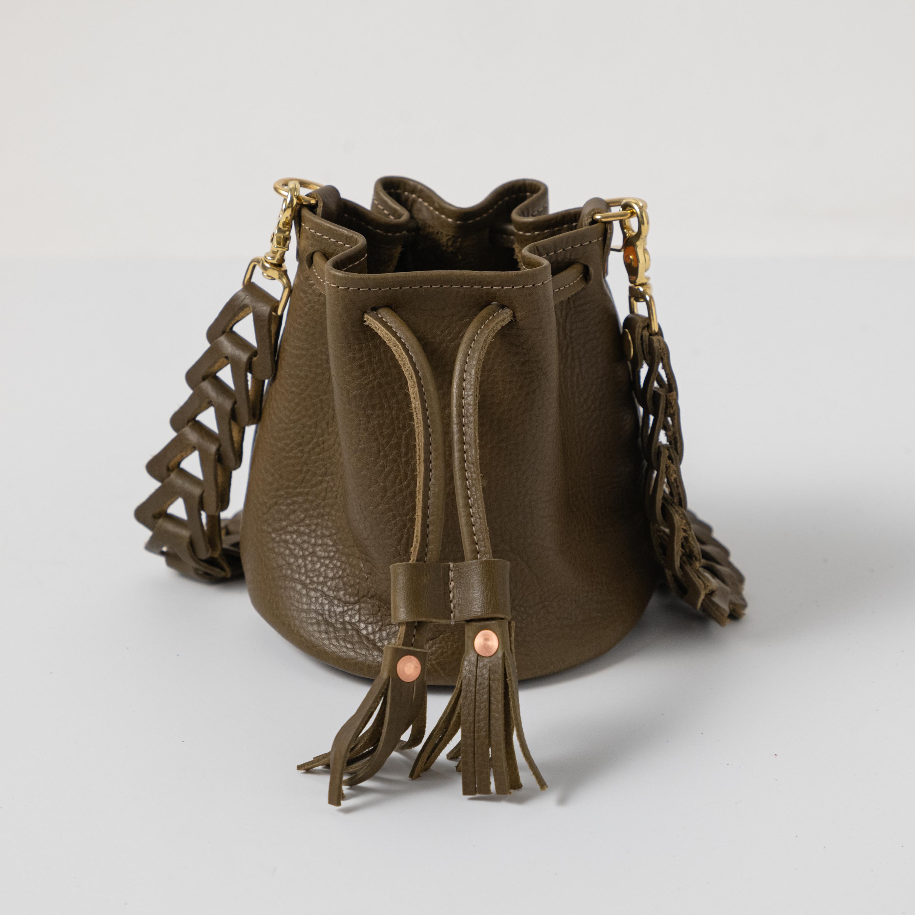 Olive bucket bag sale