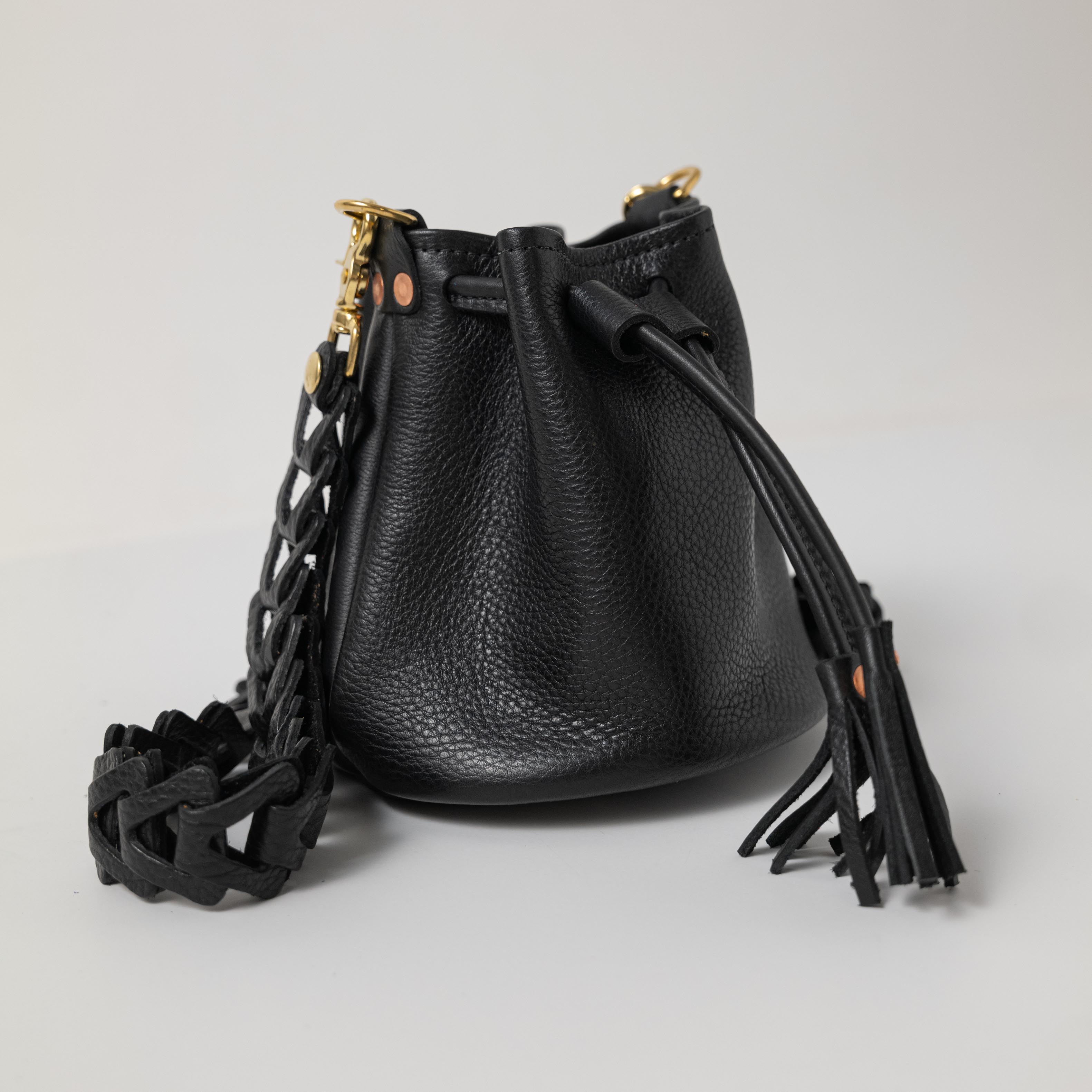 Scratch-and-Dent Black Cypress Mini Bucket Bag