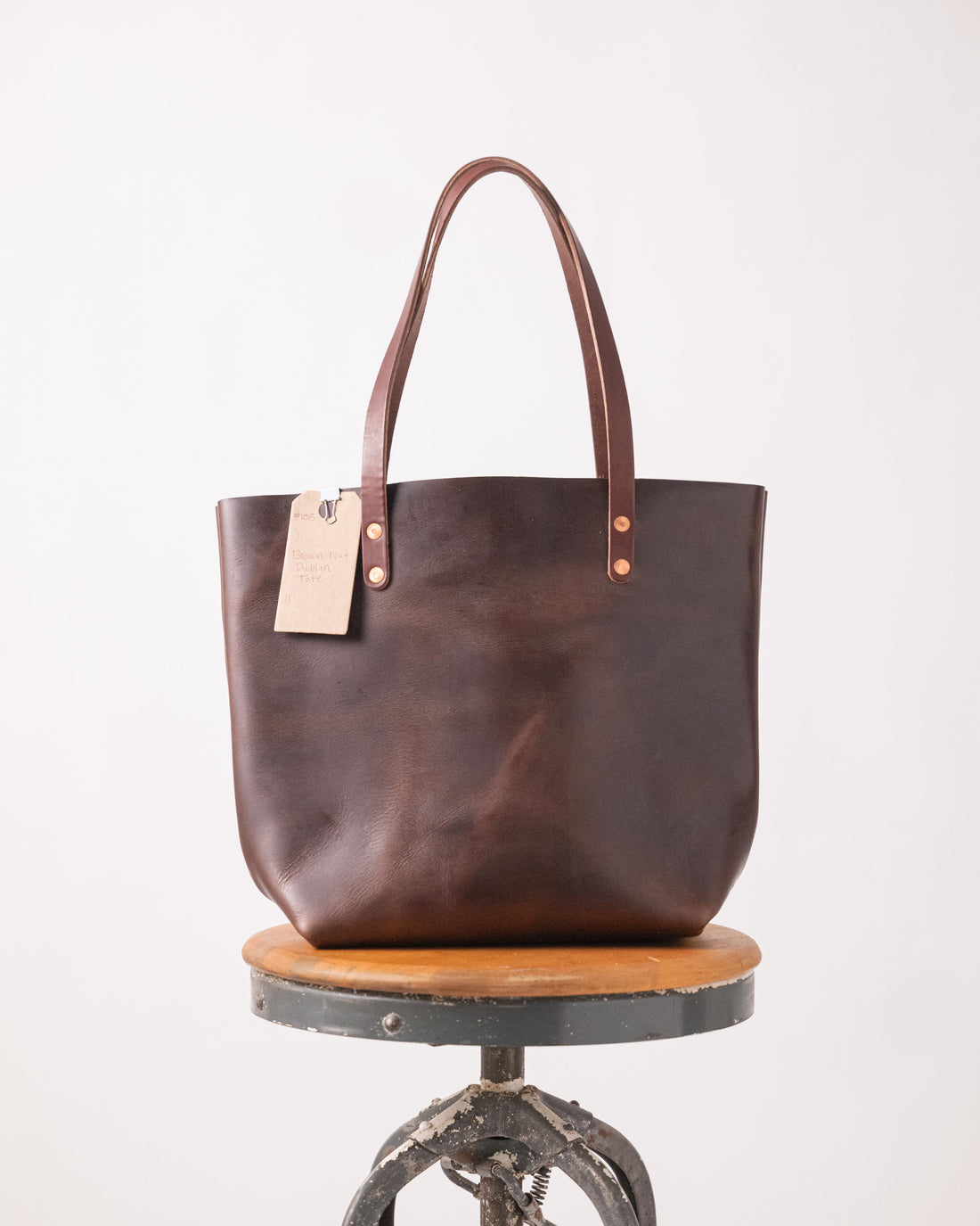 1015 Brown Chromexcel Tote - 11&quot; Brown Handles