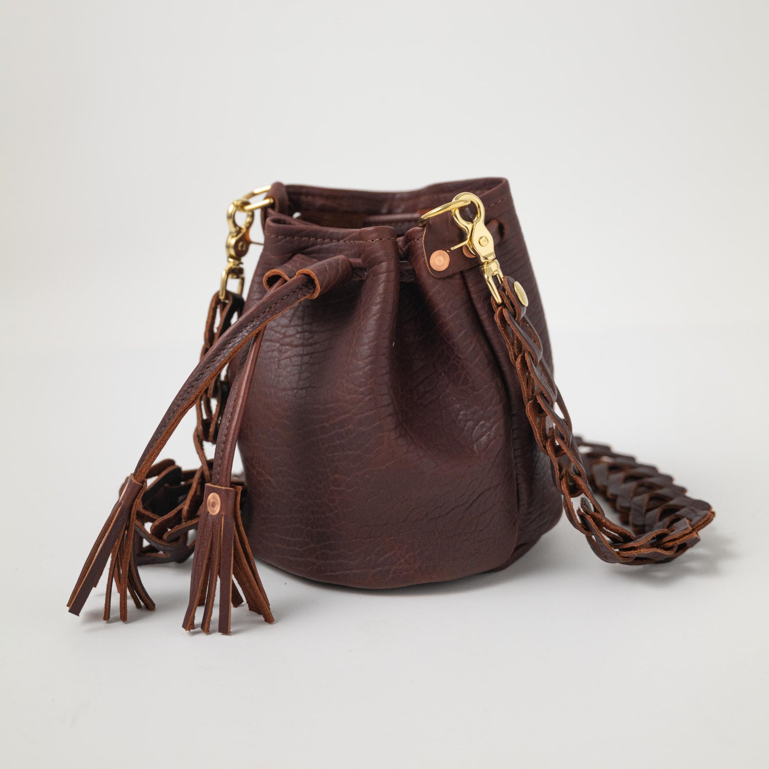 Walnut Bison Mini Bucket Bag