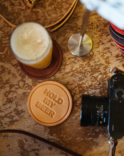 Hold My Beer Leather Coaster