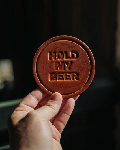 Hold My Beer Leather Coaster