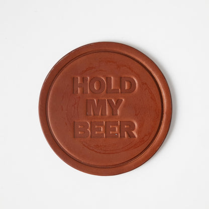 Hold My Beer Leather Coaster