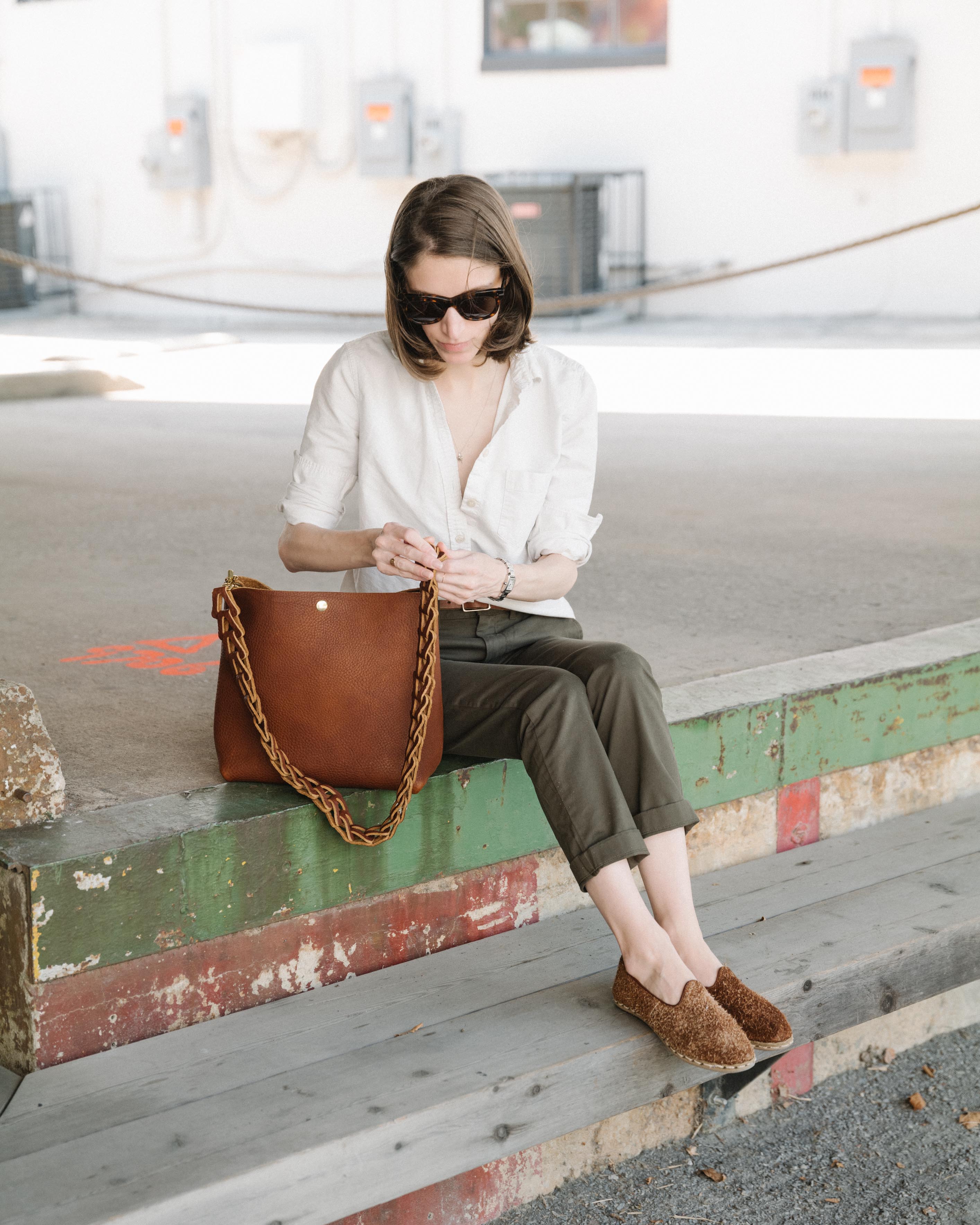 Black Vegetable Tanned Crossbody Tote