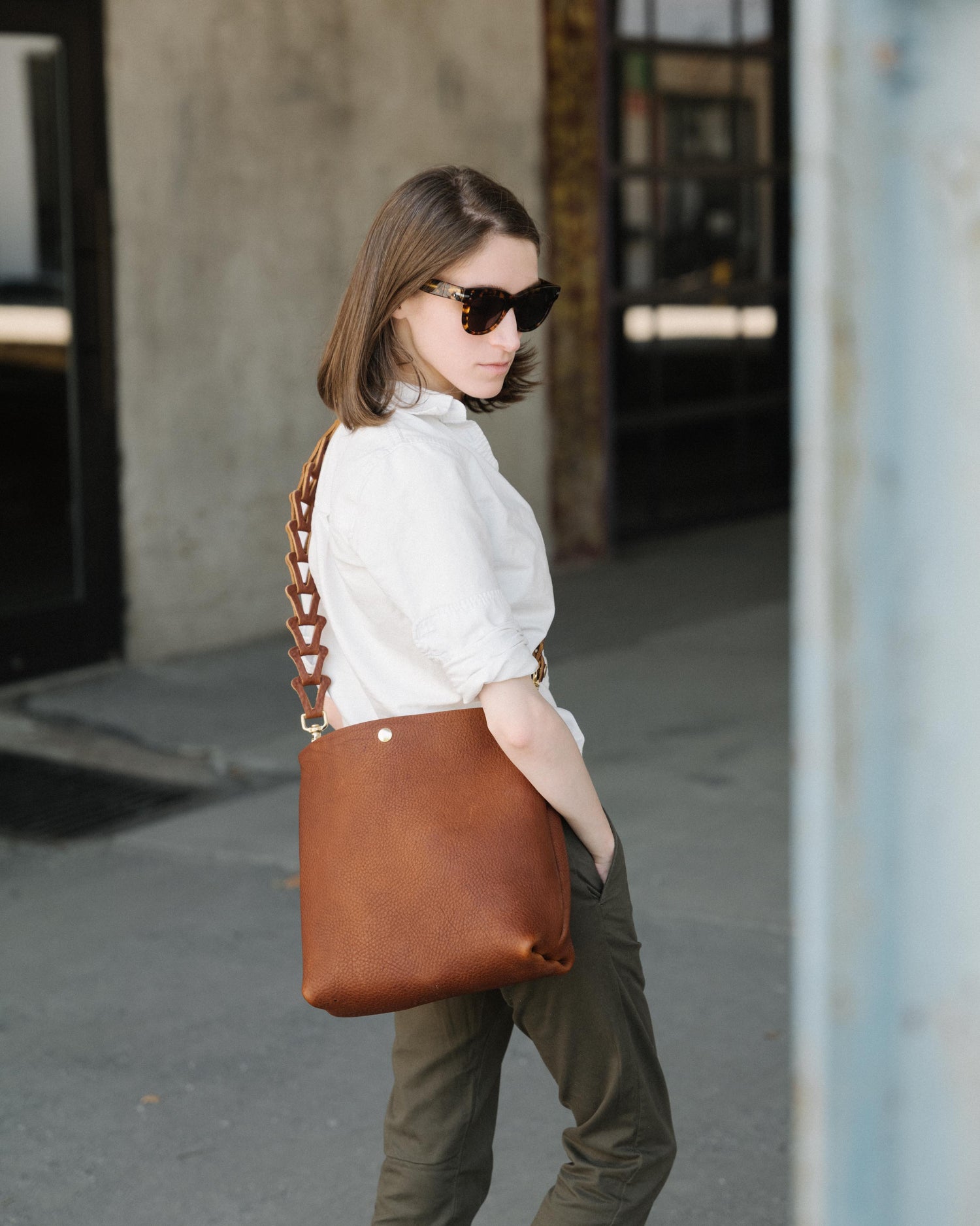 Black Vegetable Tanned Crossbody Tote