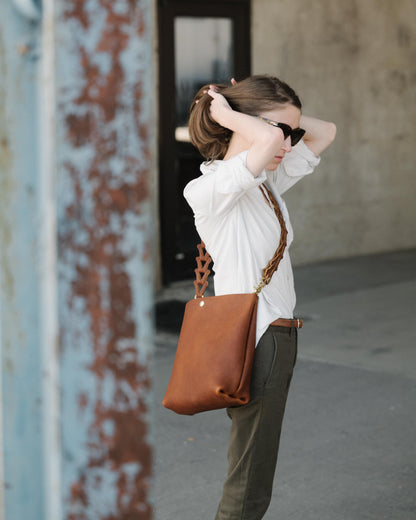 Black Vegetable Tanned Crossbody Tote