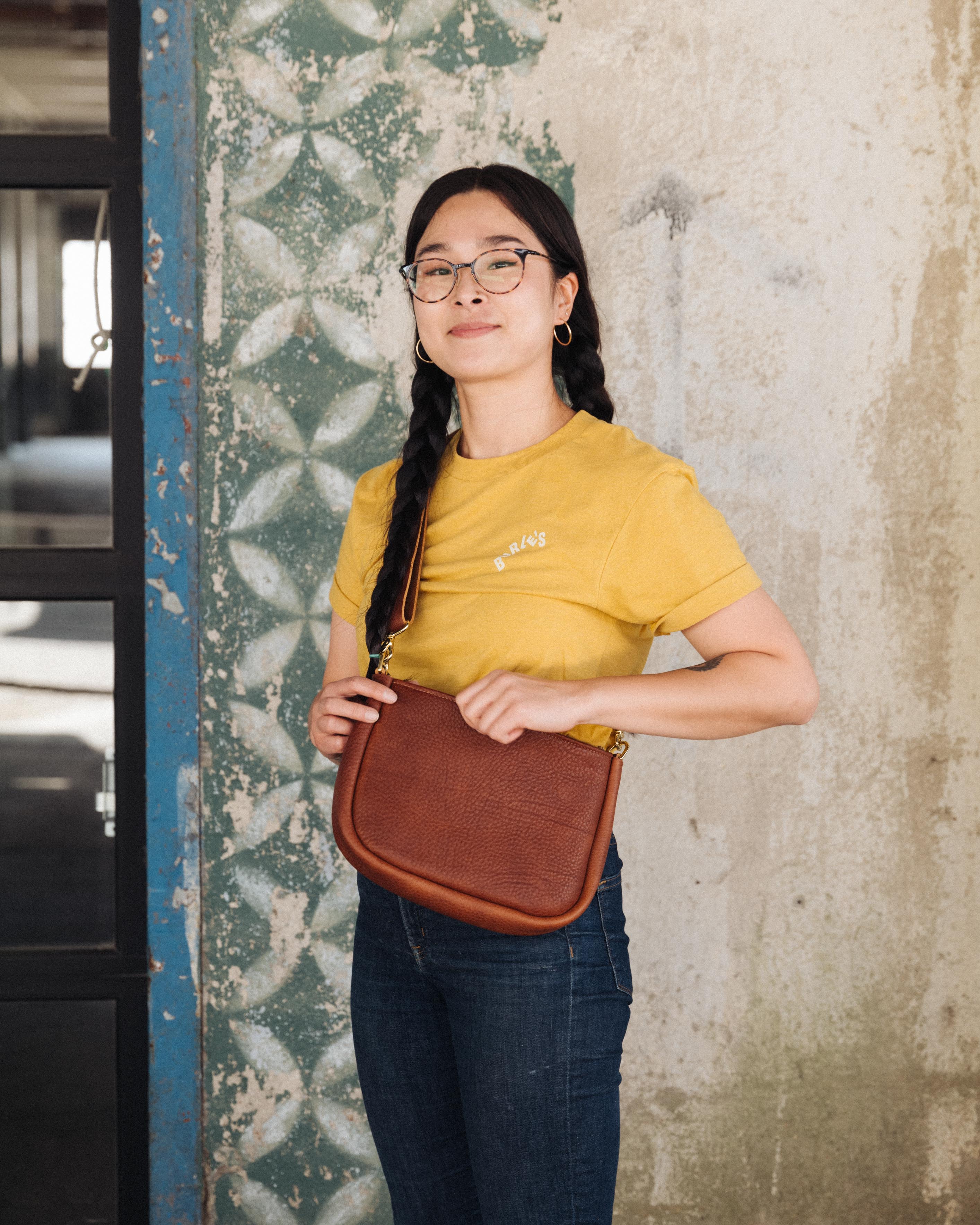 White Italian Pebbled Medium Crossbody Bag