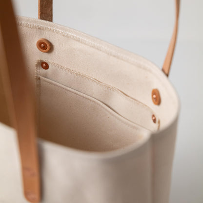 Studio Green and Natural Canvas East West Panel Tote