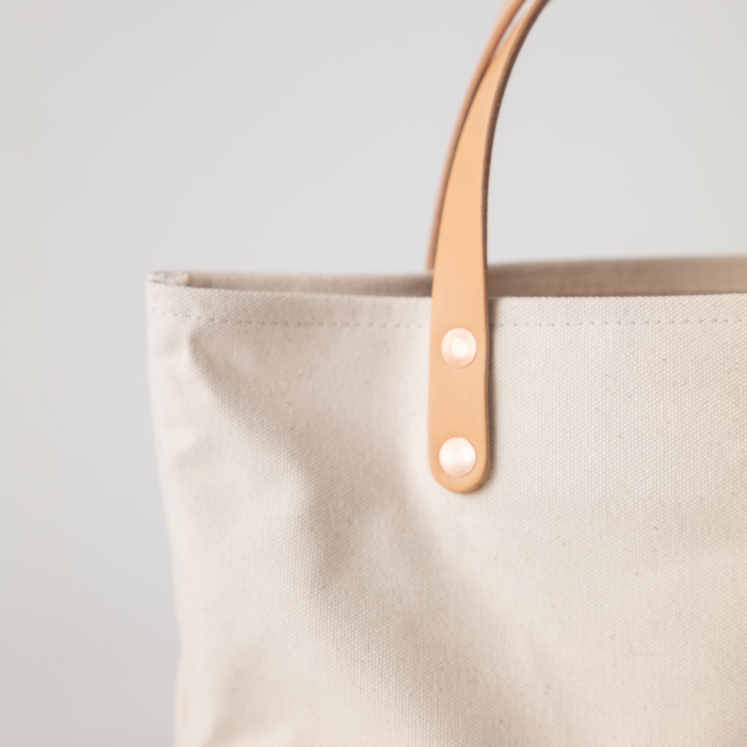 Canvas Tote 2024 - Pearl Detail - Leather Handles - Ivory, Pink, Yellow