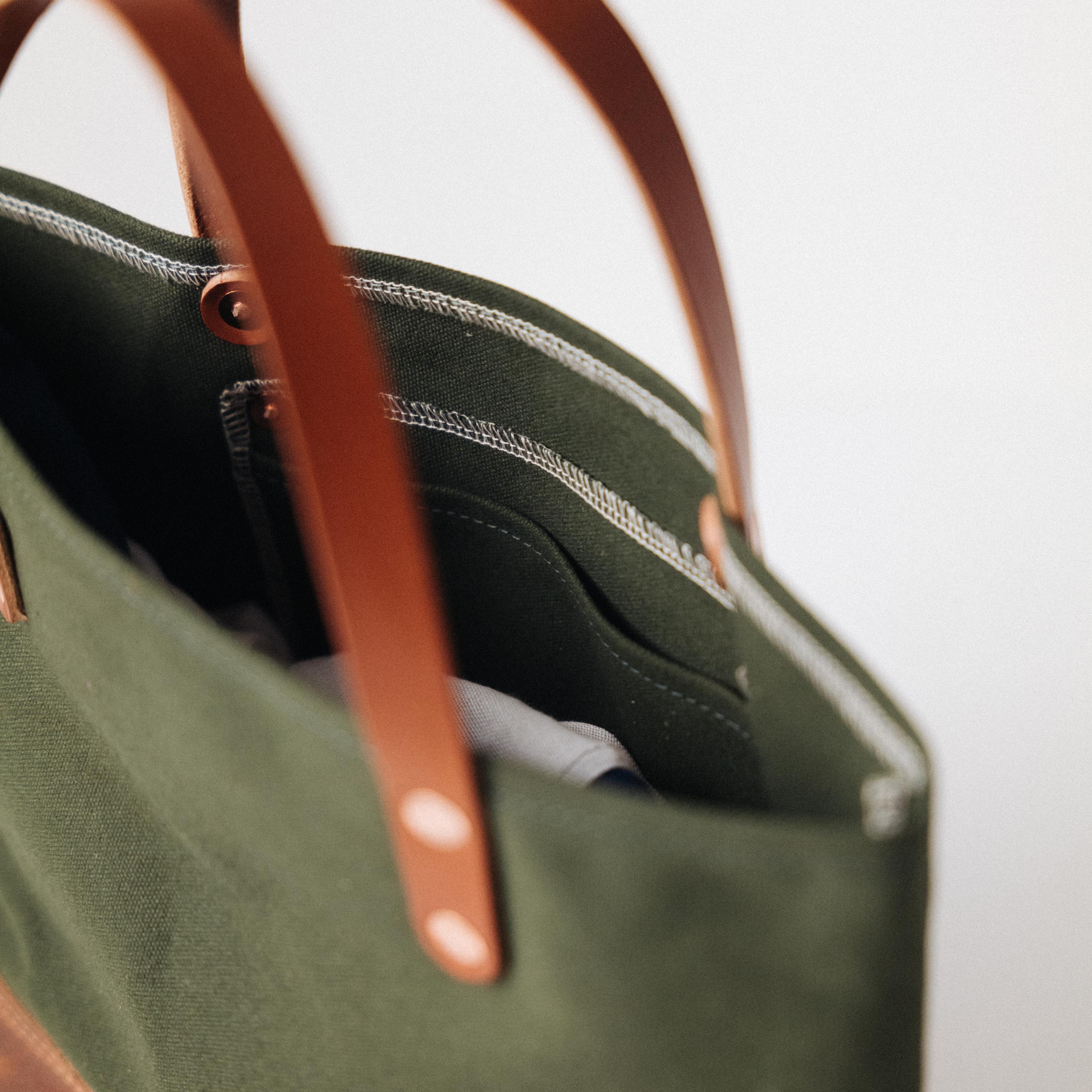 Green Canvas Mini Panel Tote