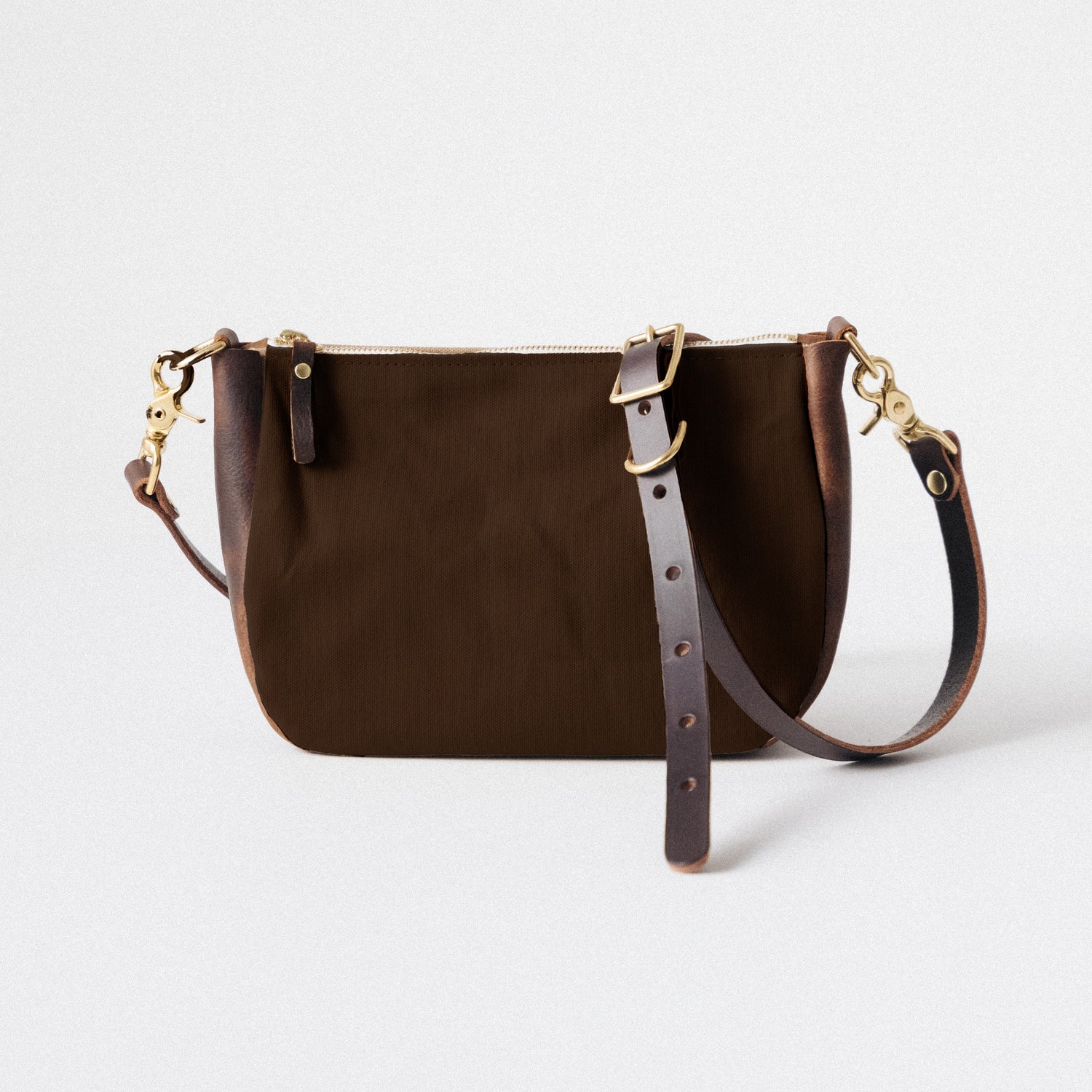 Brown Canvas Medium Crossbody Bag