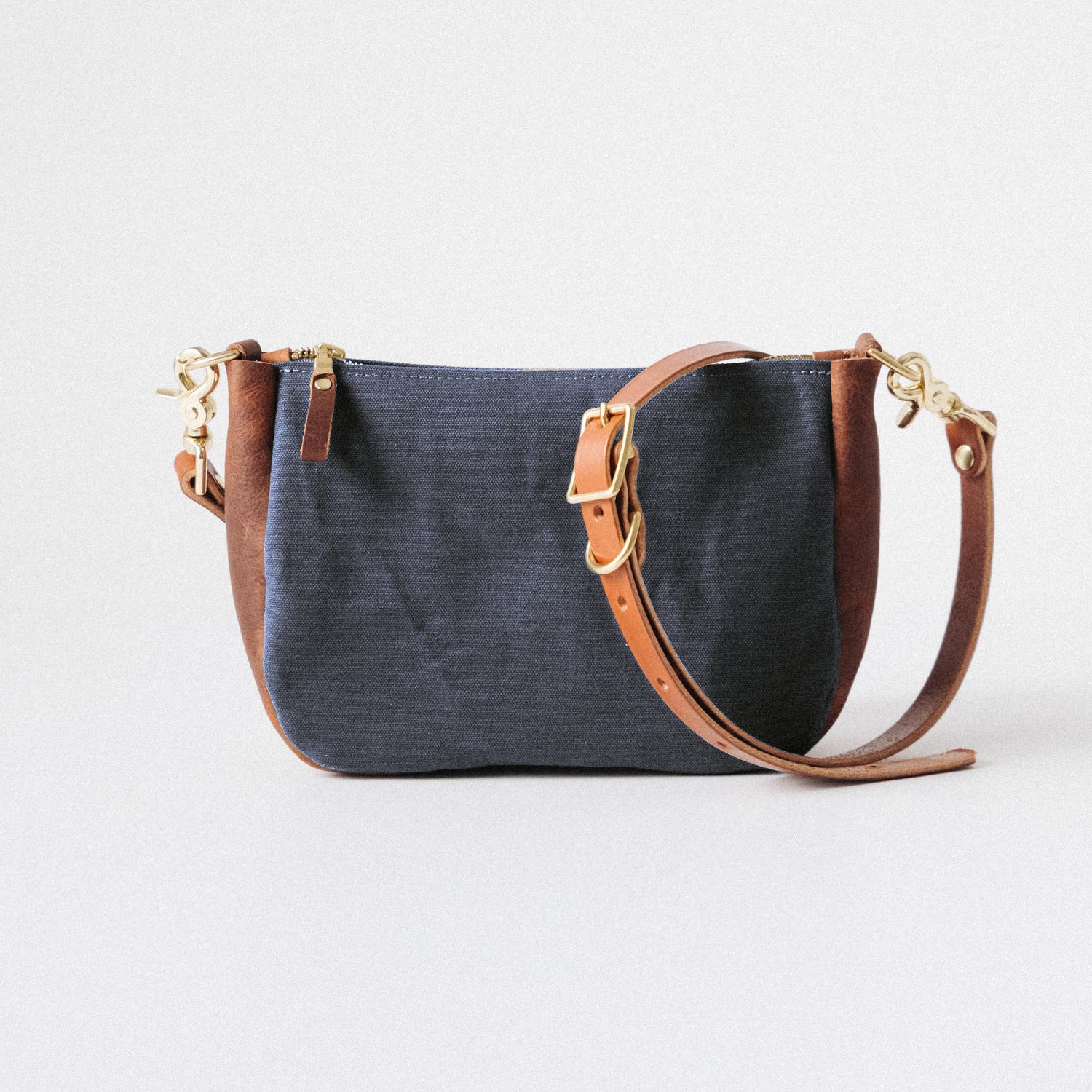 Heather Blue Canvas Medium Crossbody Bag