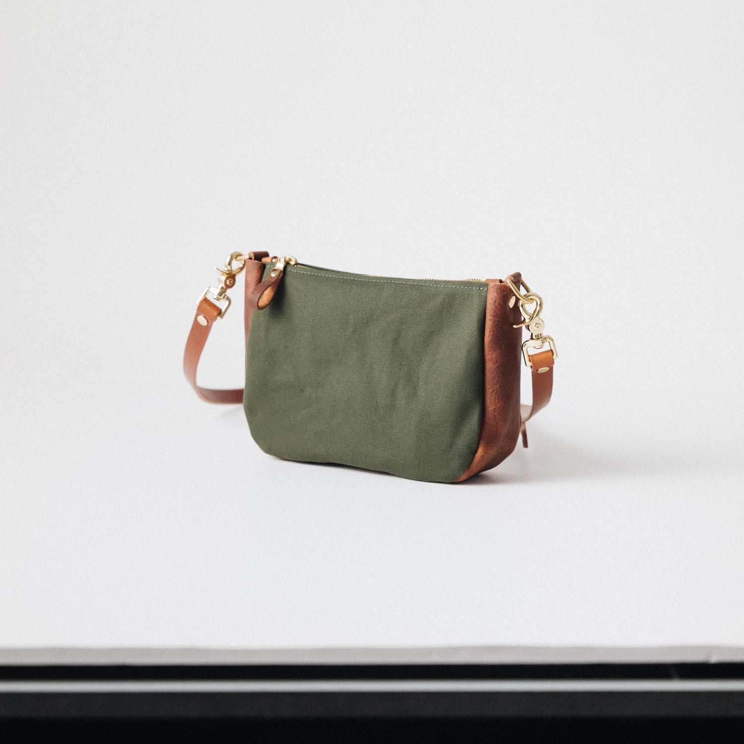 Green Canvas Medium Crossbody Bag