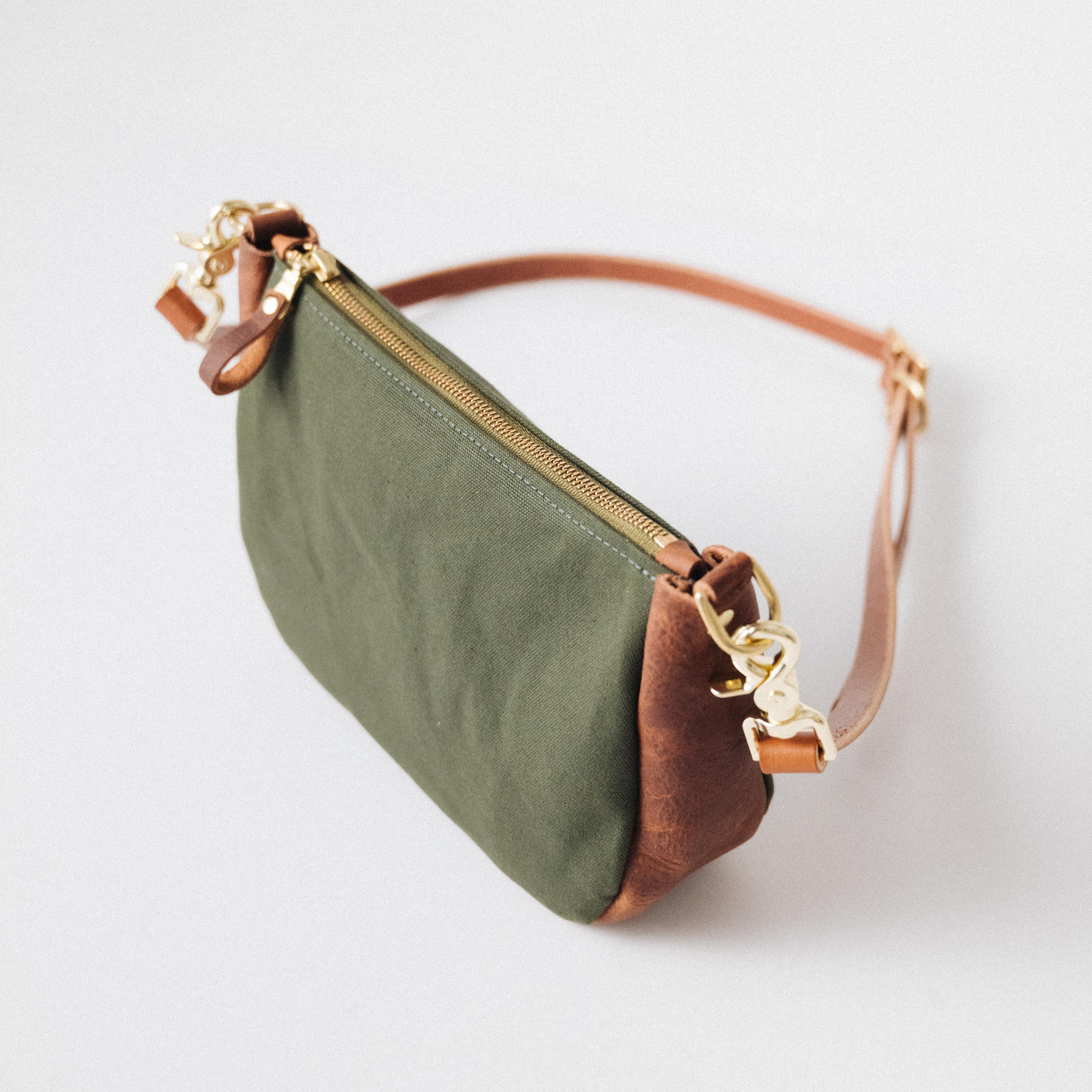 Green Canvas Medium Crossbody Bag