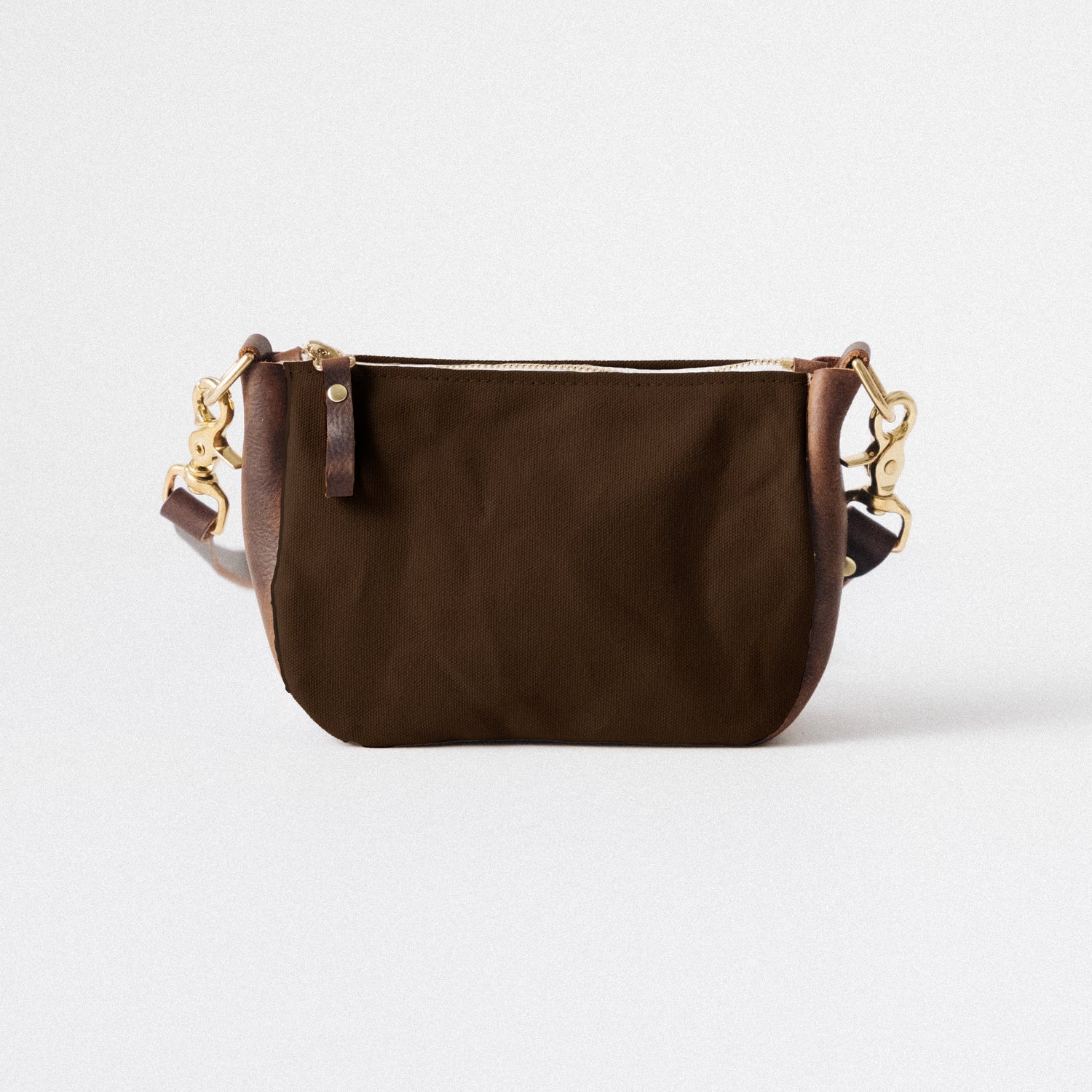 Brown Canvas Mini Crossbody Bag