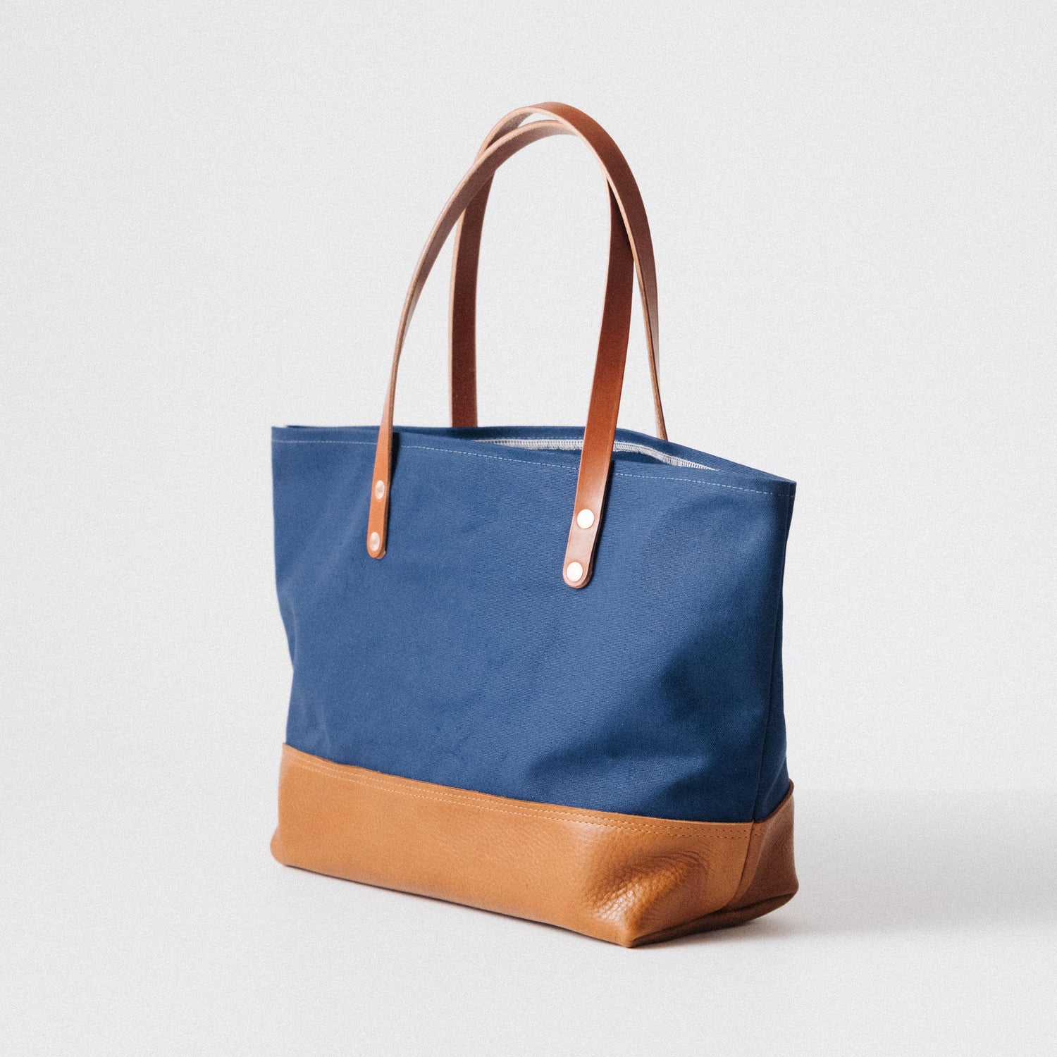 Navy Canvas East West Panel Tote