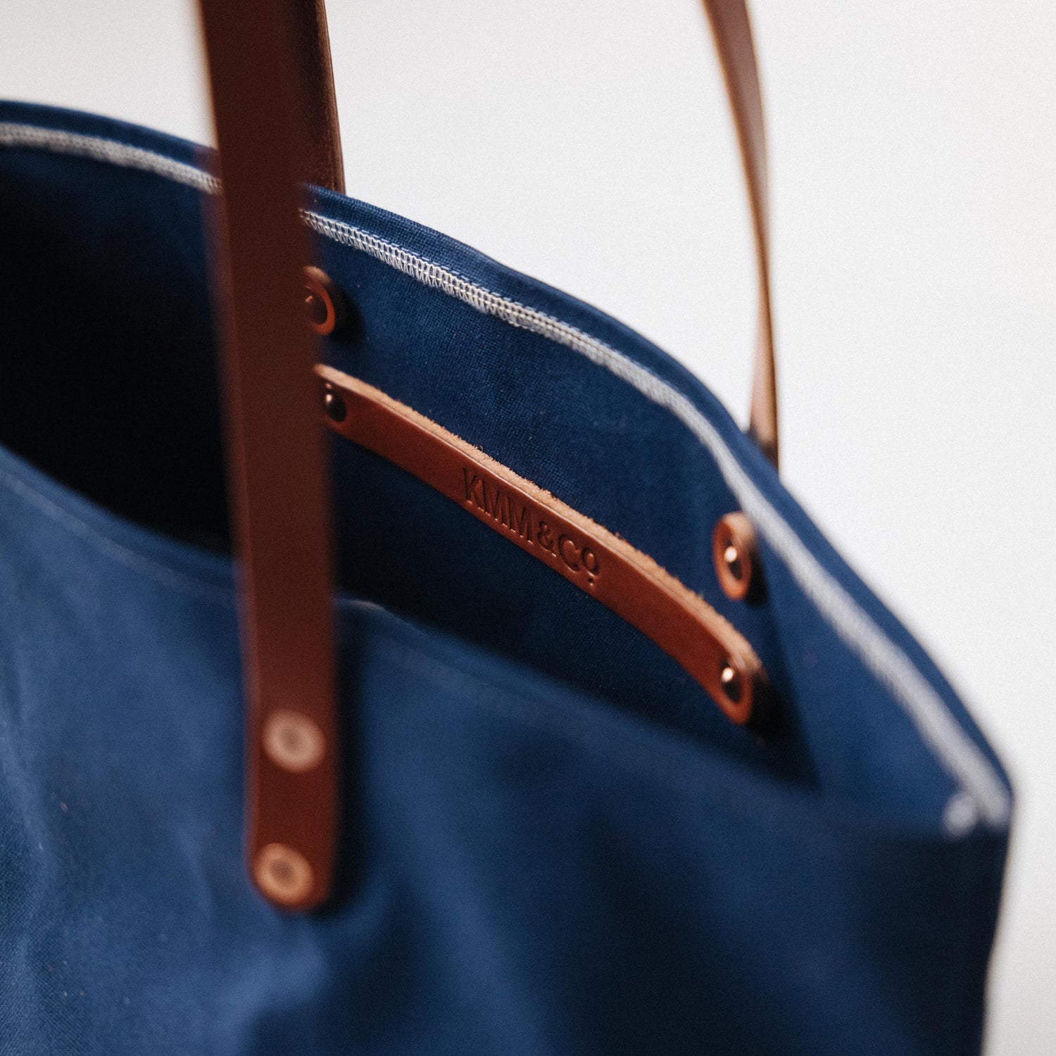 Navy Canvas East West Panel Tote