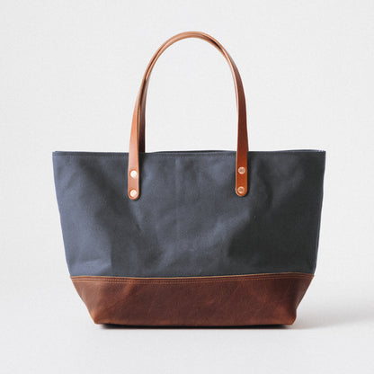 Heather Blue Canvas East West Panel Tote