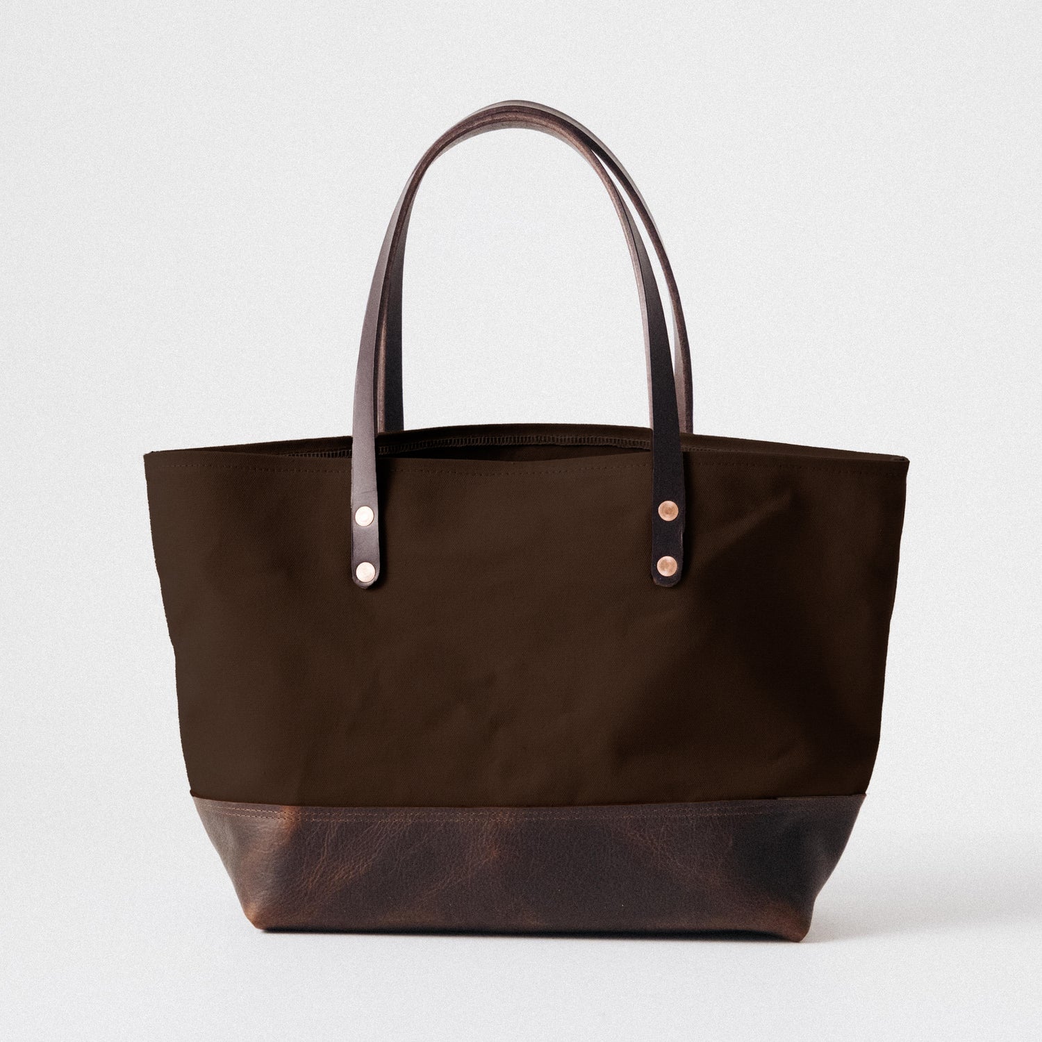 Brown Canvas East West Panel Tote