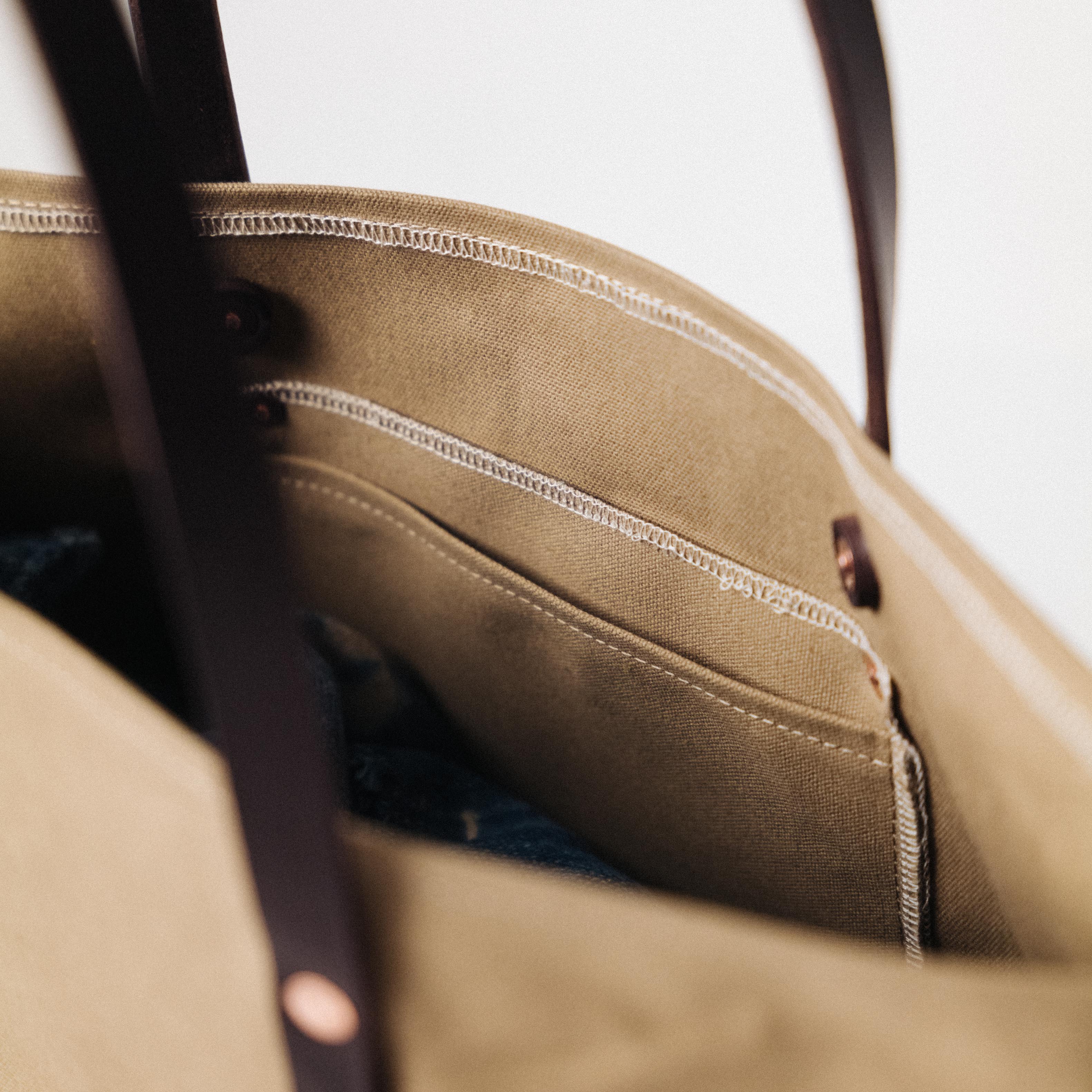 Field Tan Canvas East West Panel Tote