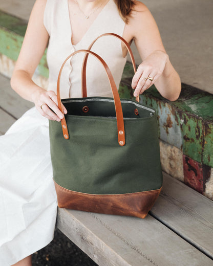 Green Canvas Panel Tote