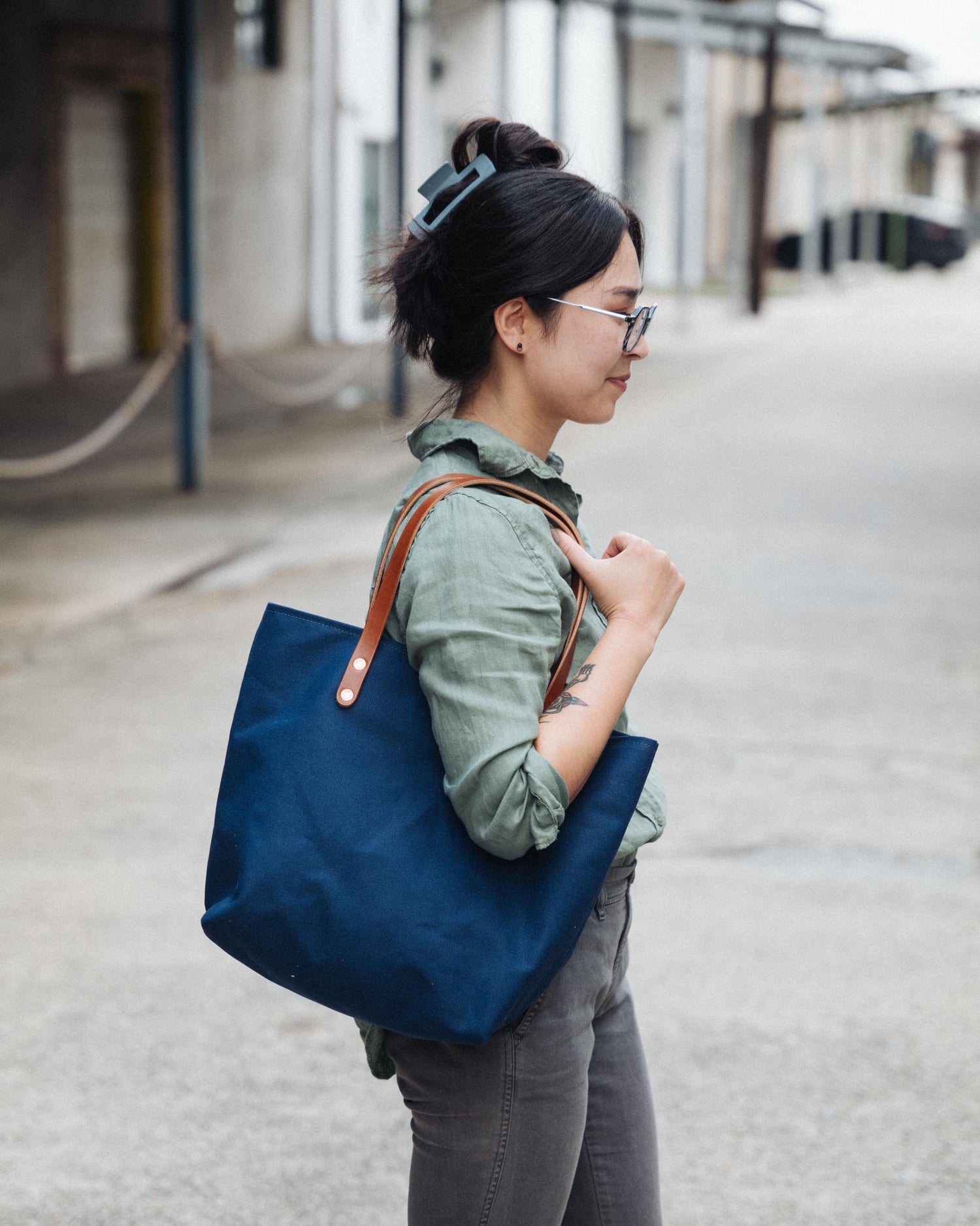 Green Canvas Tote