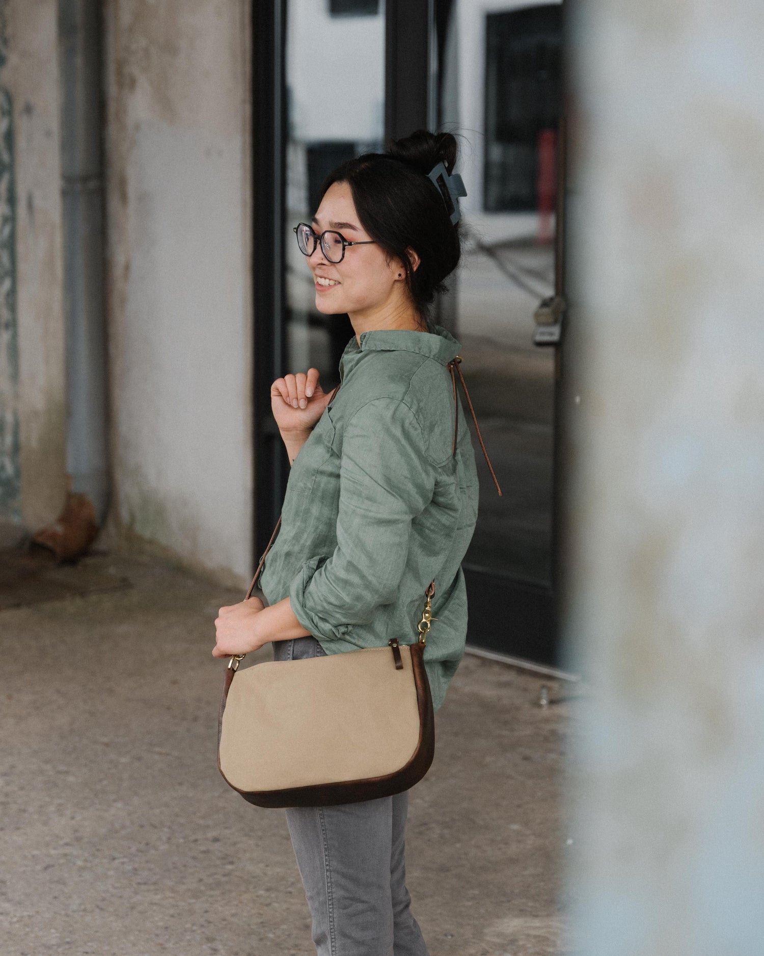 Field Tan Canvas Crossbody Bag